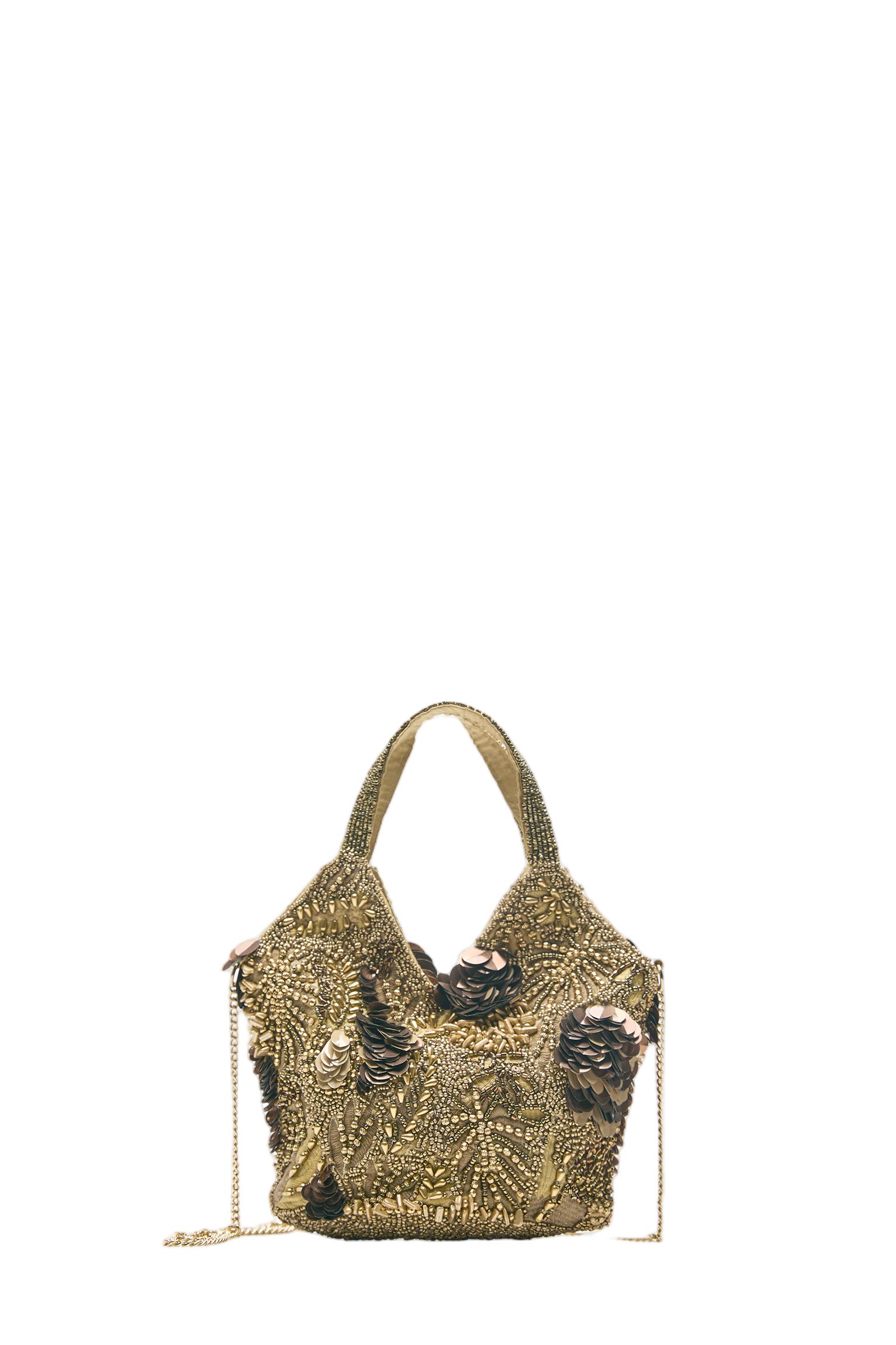 Beaded handbag — Gold