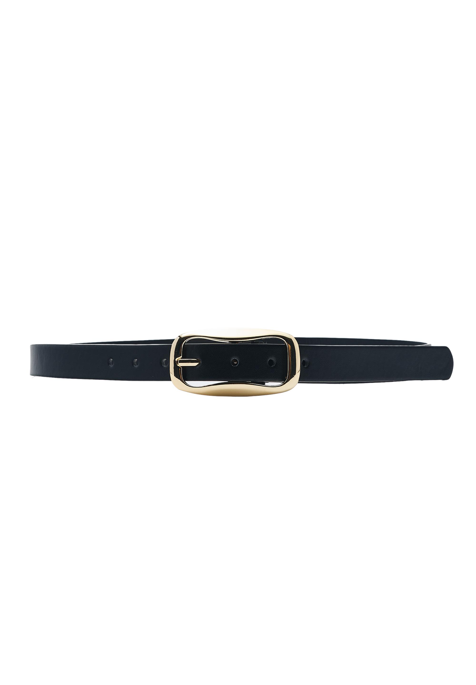 Slim belt with irregular buckle — Black