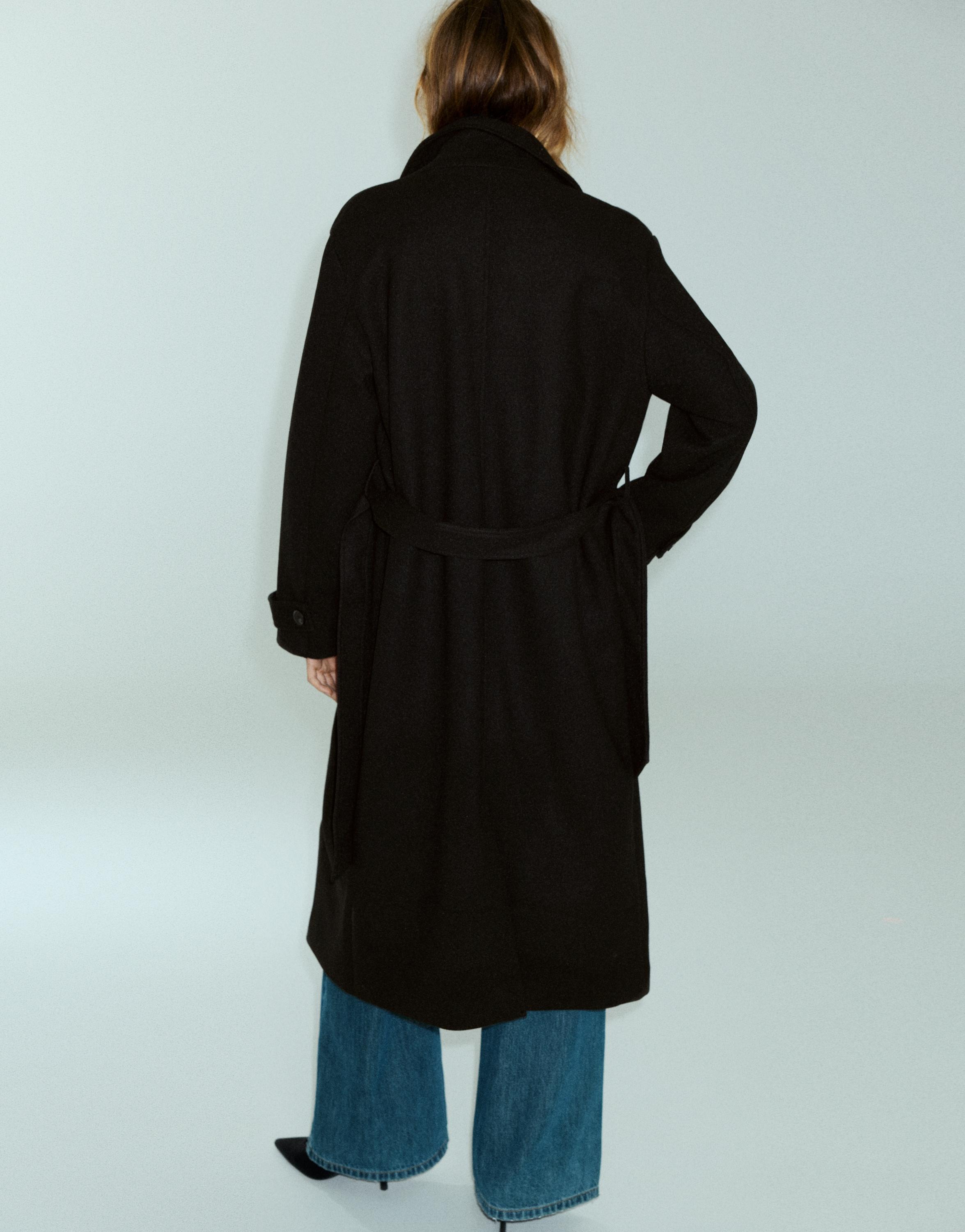 Long belted coat — Black
