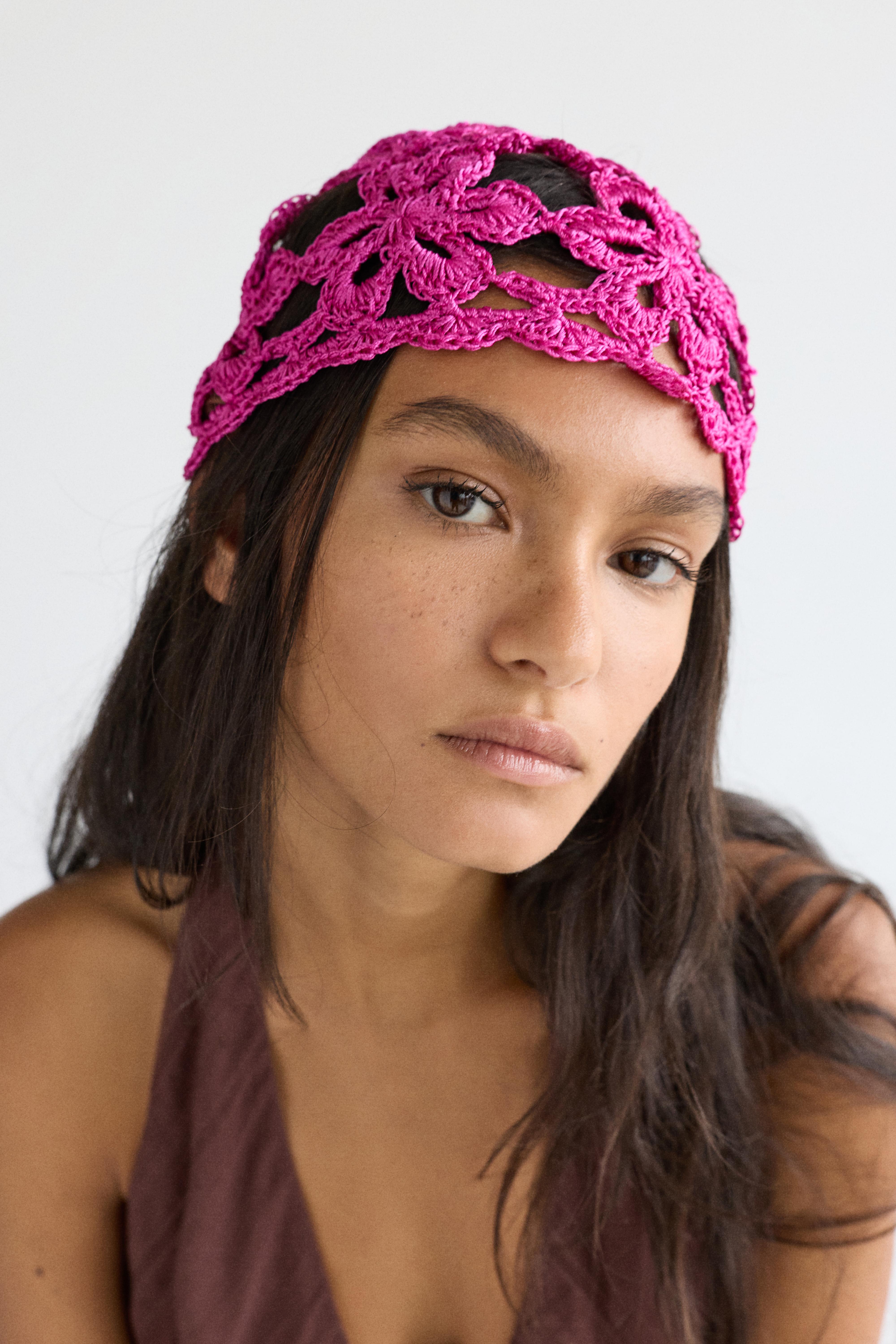 Crochet skullcap hat — Fuchsia
