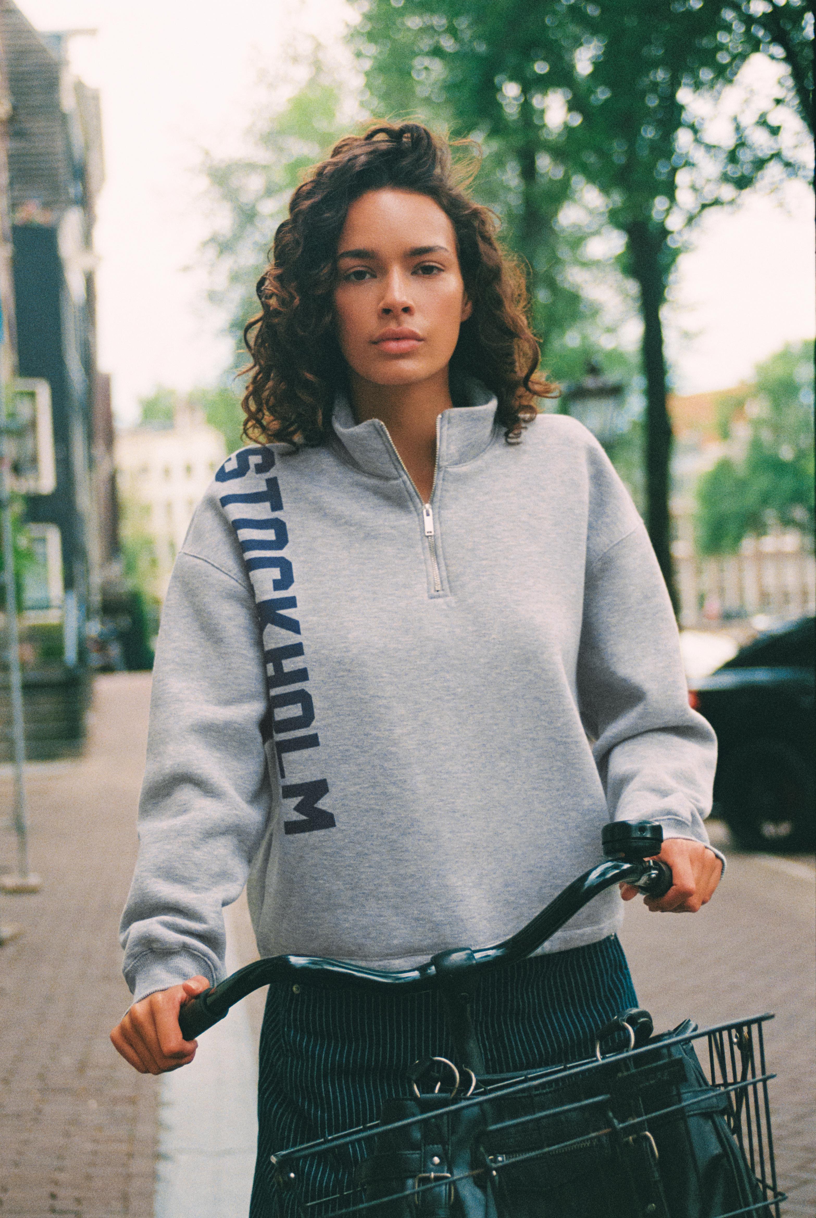 Stockholm quarter-zip sweatshirt — Grey marl