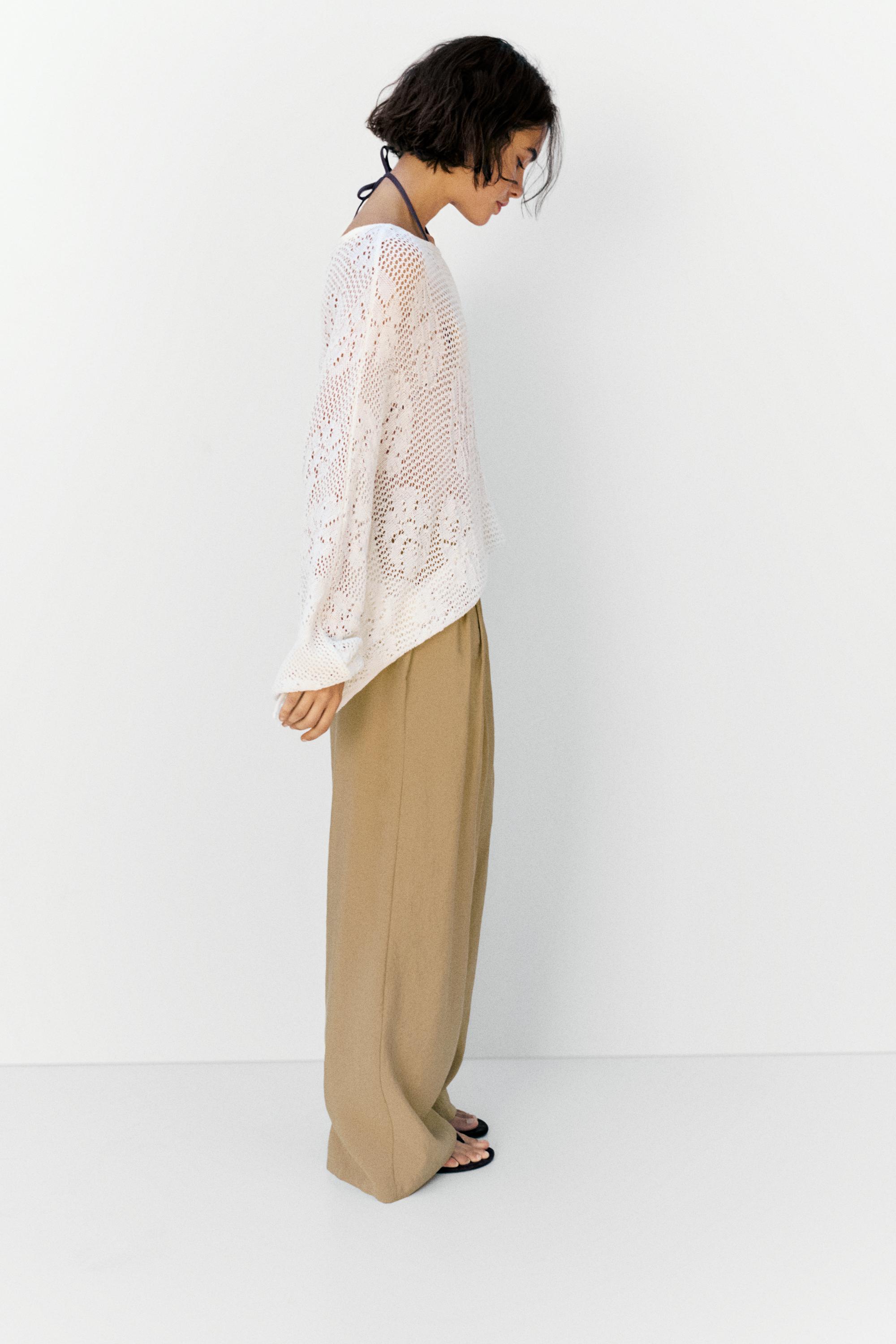 Cutwork knit jumper — Ecru