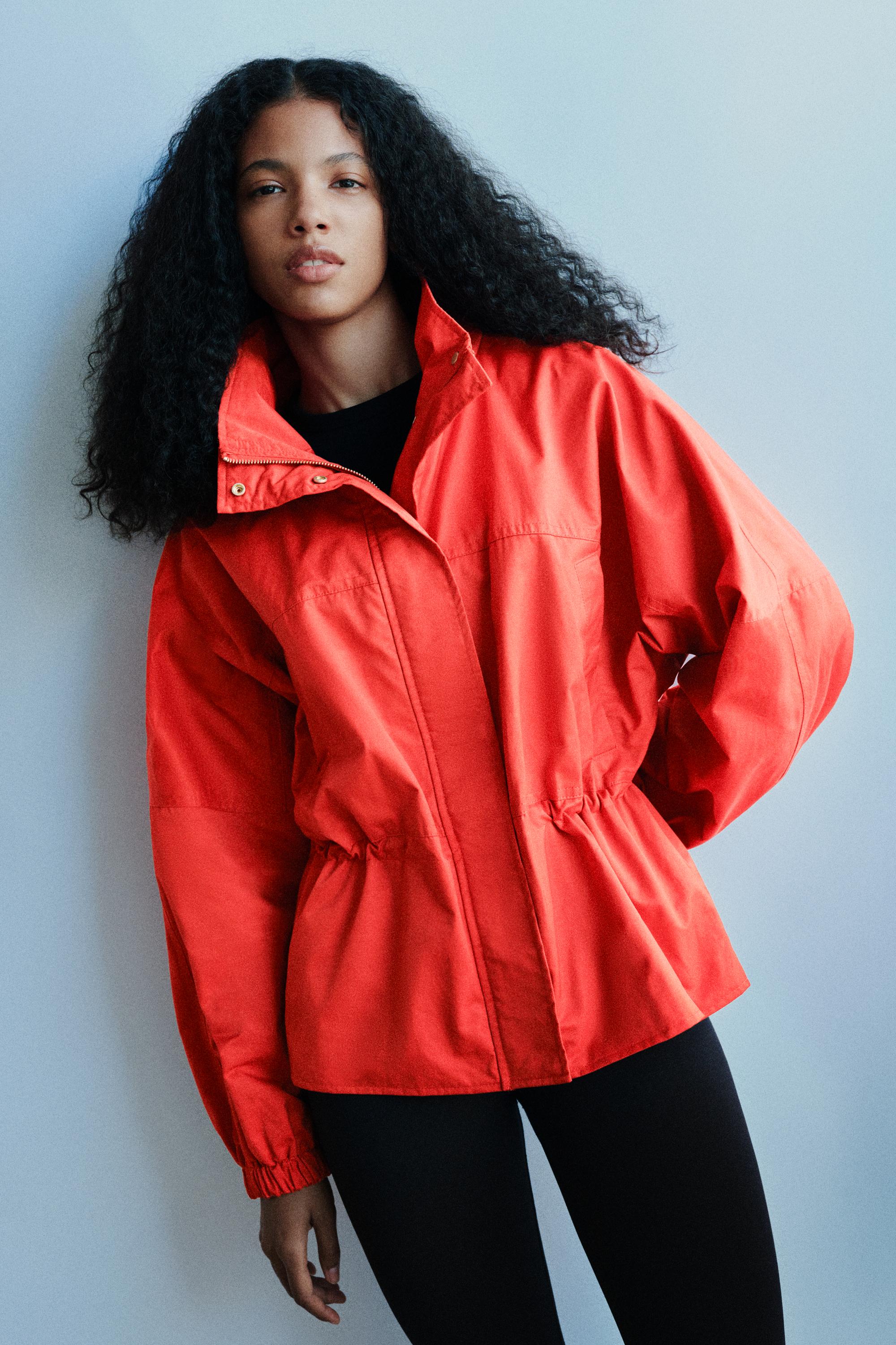 Drawstring waist jacket — Red