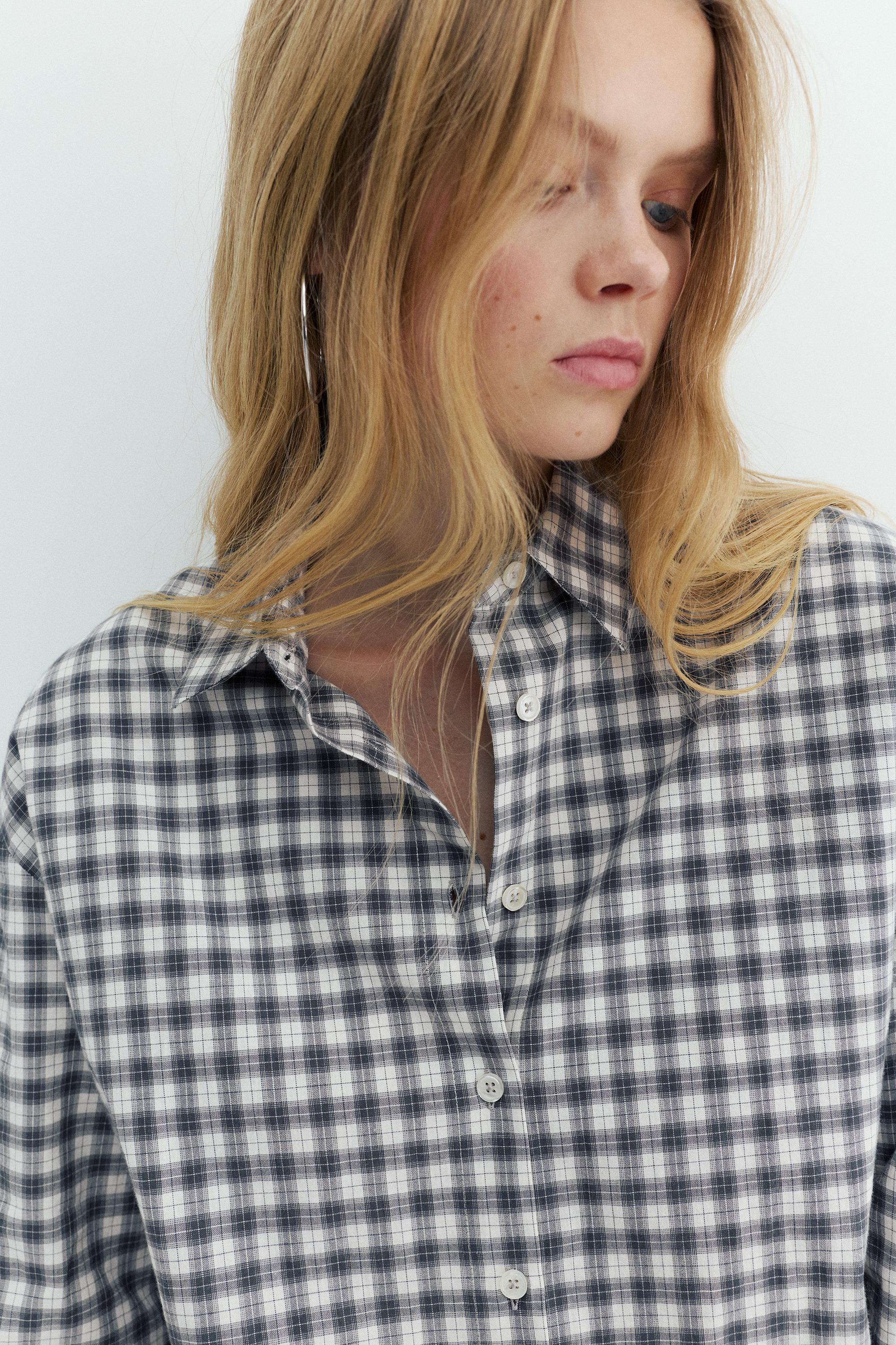 Çok konumlu bandana detaylı kareli gömlek - Görsel 21