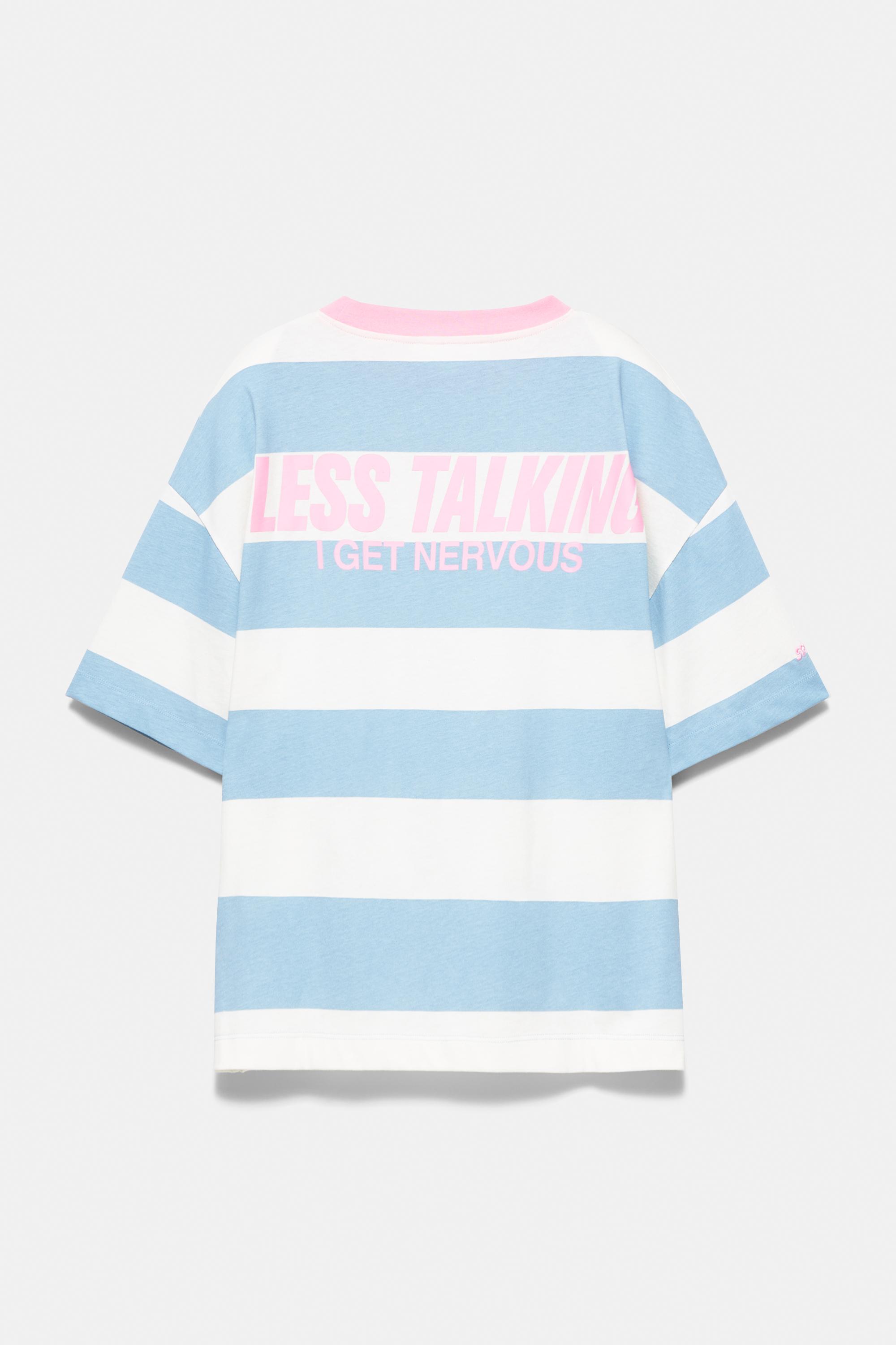 Oversize striped graphic T-shirt — Pale blue