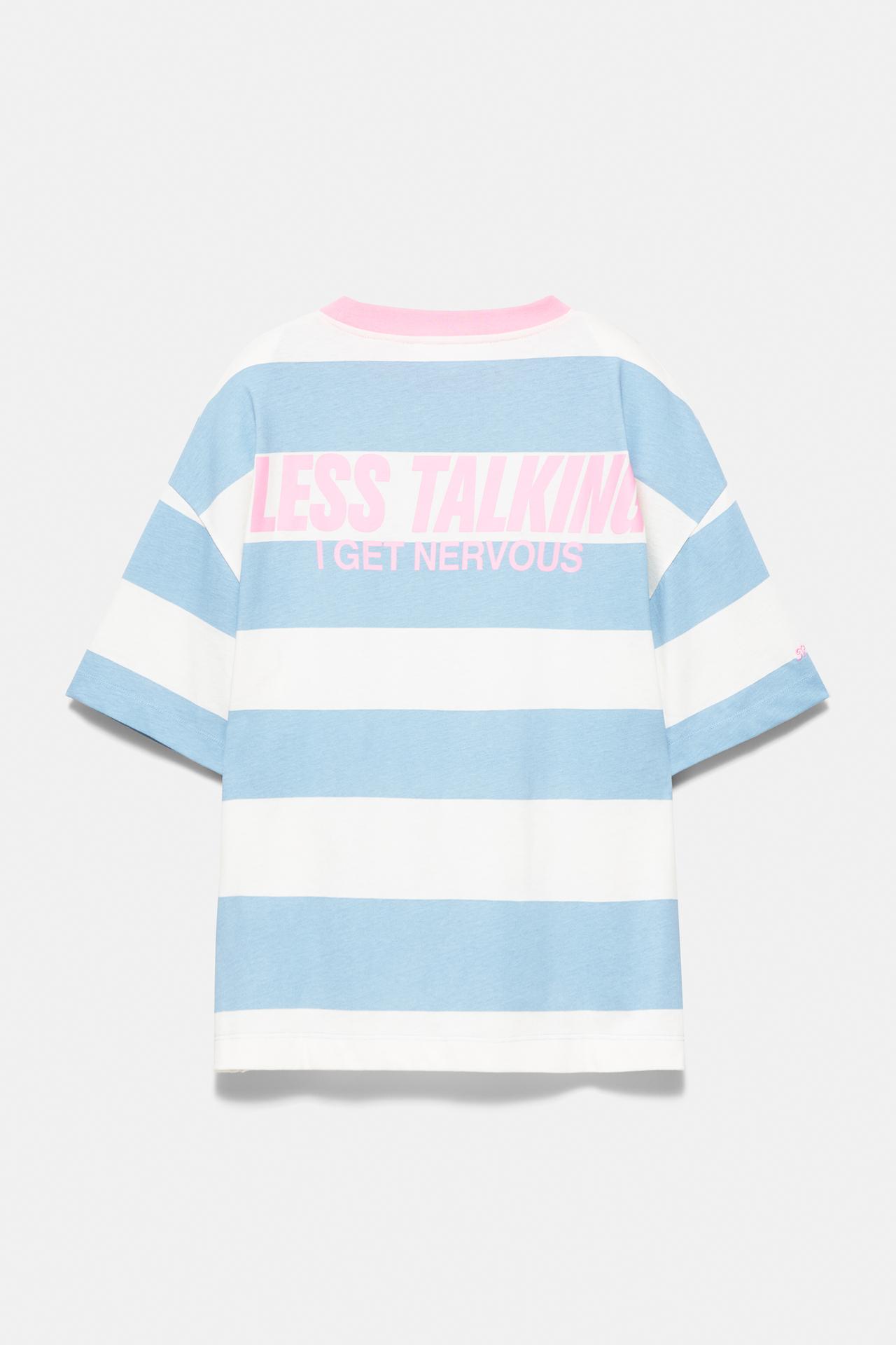 Oversize striped graphic T-shirt — Pale blue