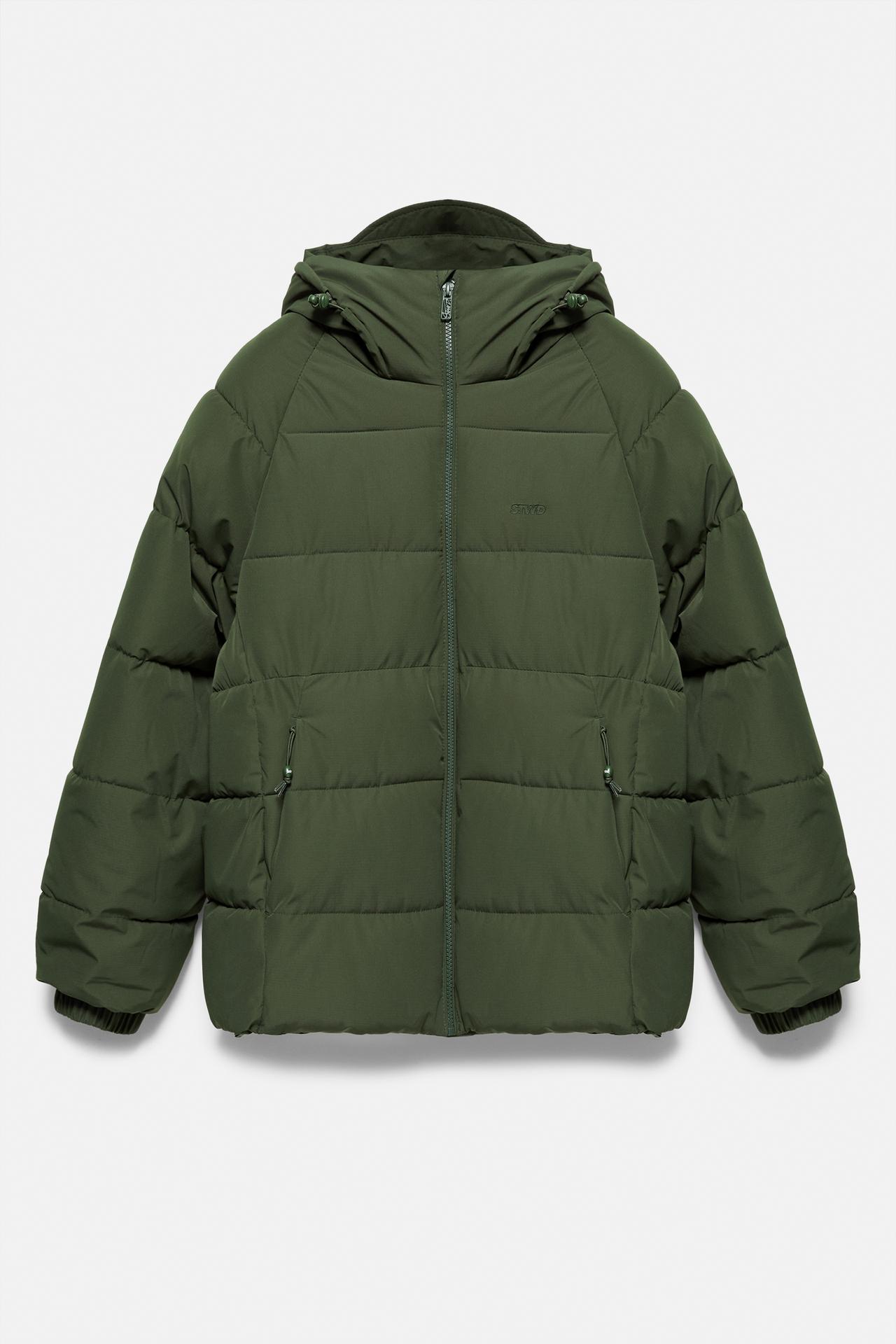 STWD hooded padded jacket — Green marl