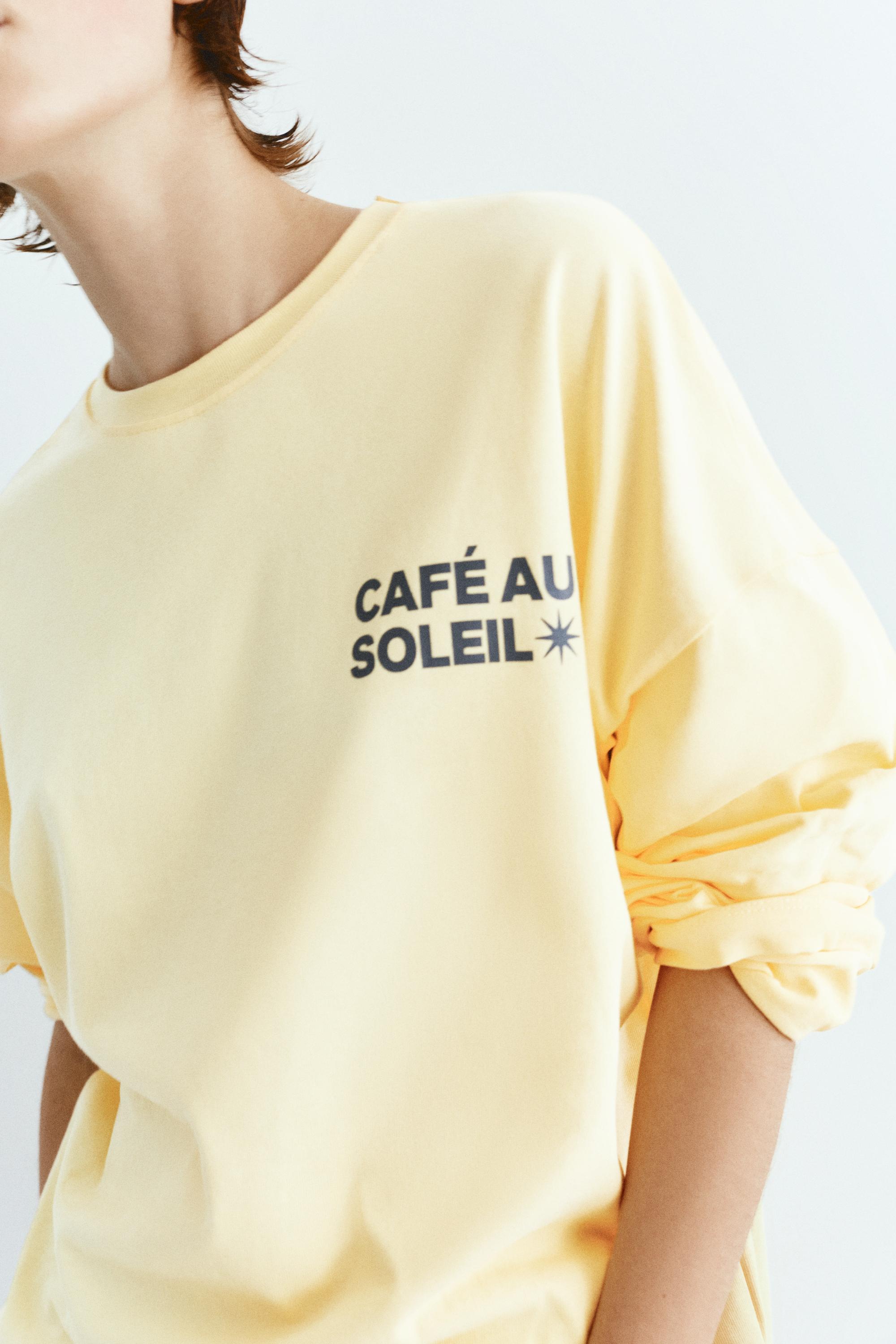 Long sleeve slogan T-shirt — Yellow