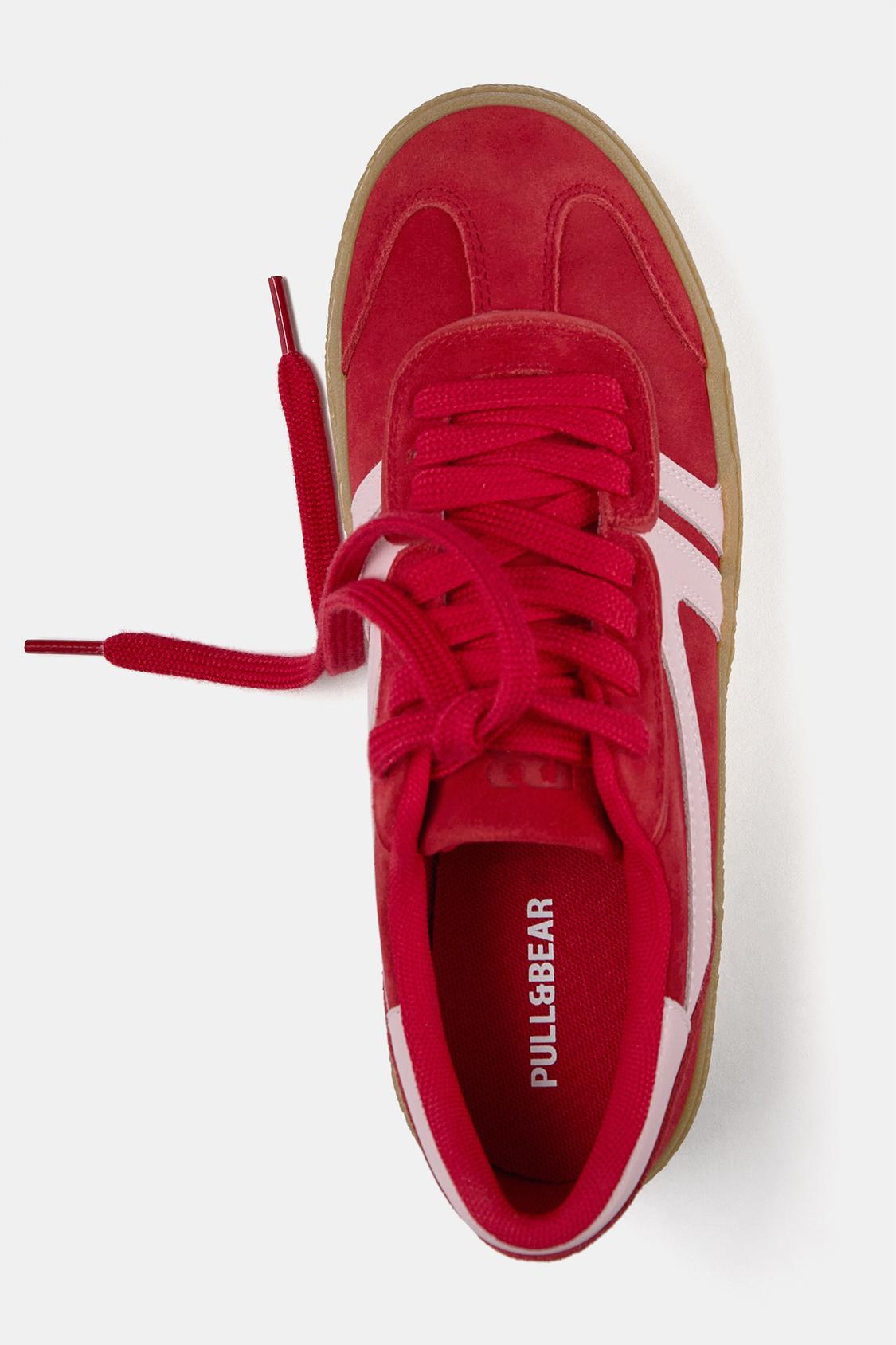 Leather chunky sole trainers - PULL&BEAR 