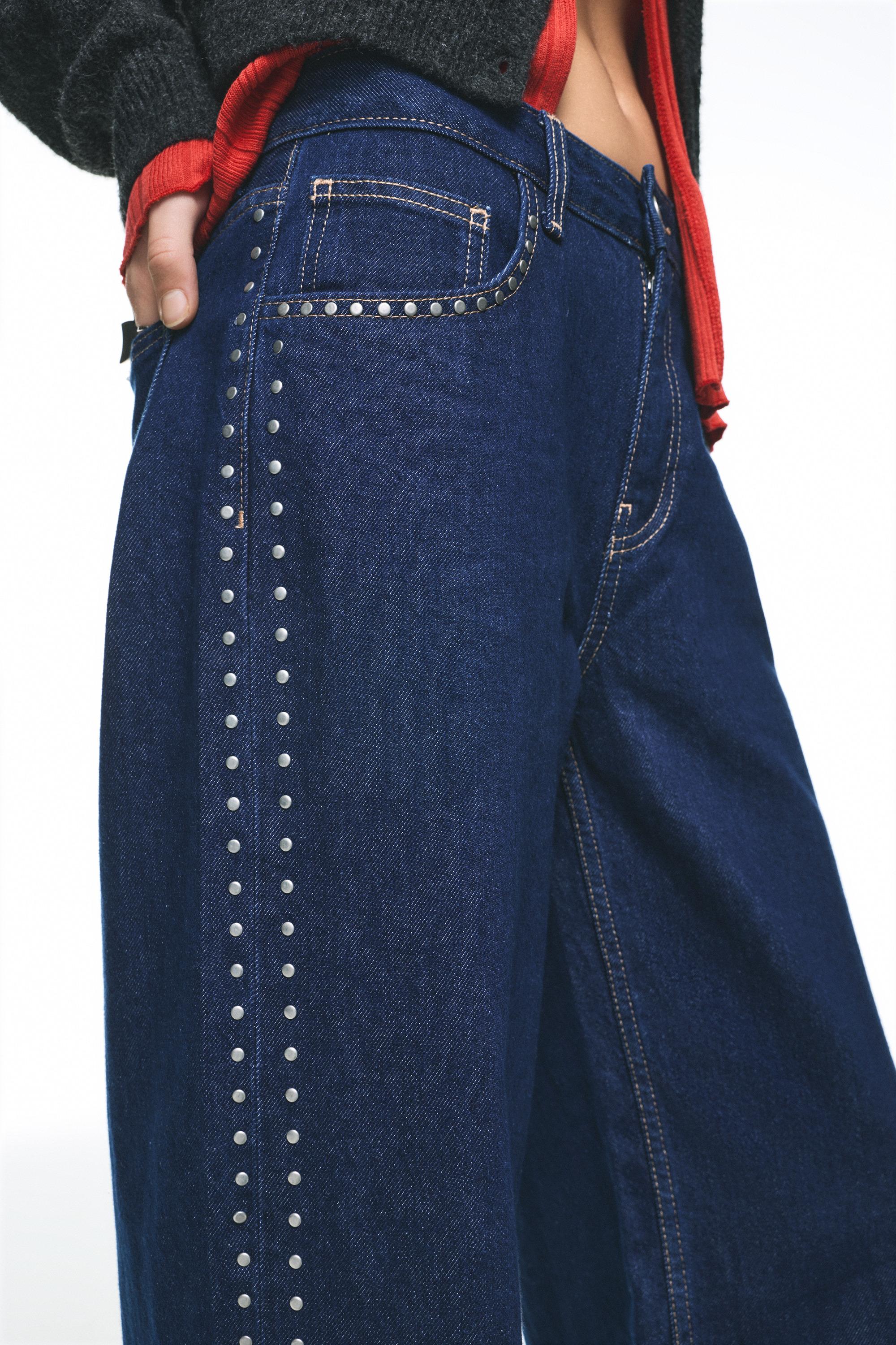 Zımbalı geniş paça jean - Görsel 21