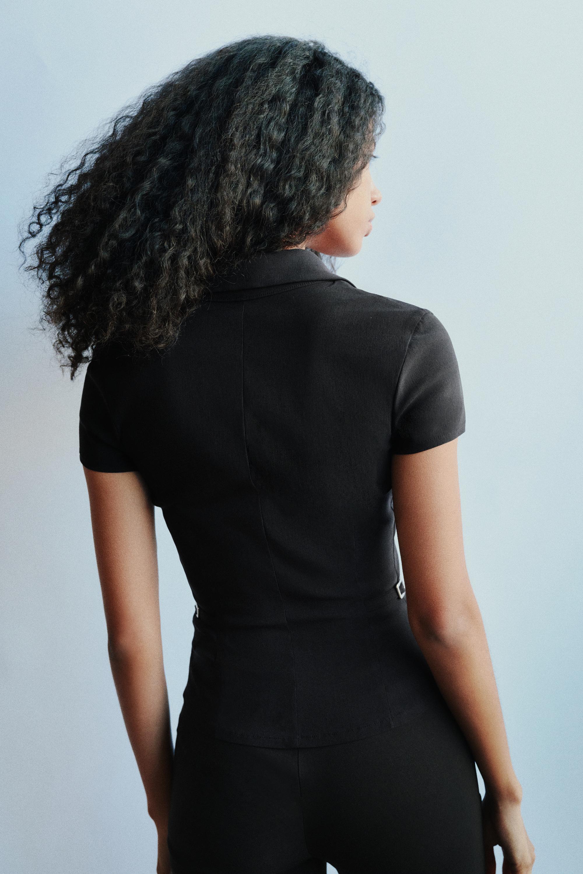 Fitted short sleeve shirt — Black