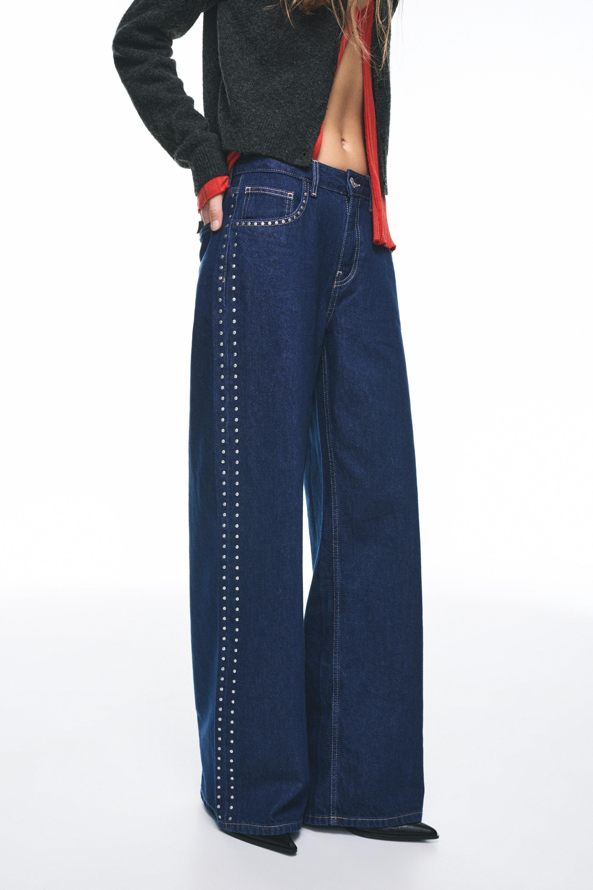 Zımbalı geniş paça jean - Görsel 20