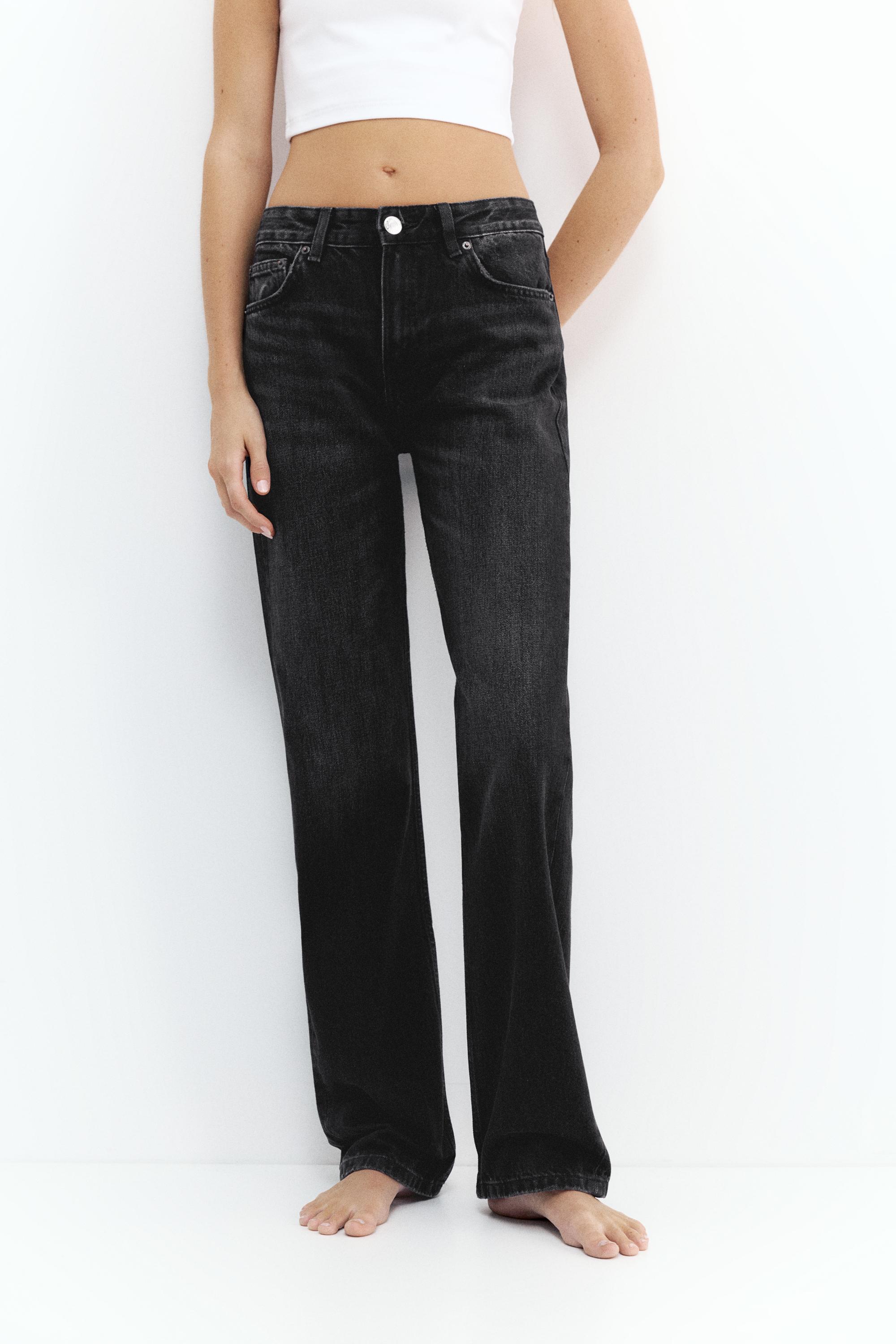 Mid-waist straight-leg jeans — Charcoal