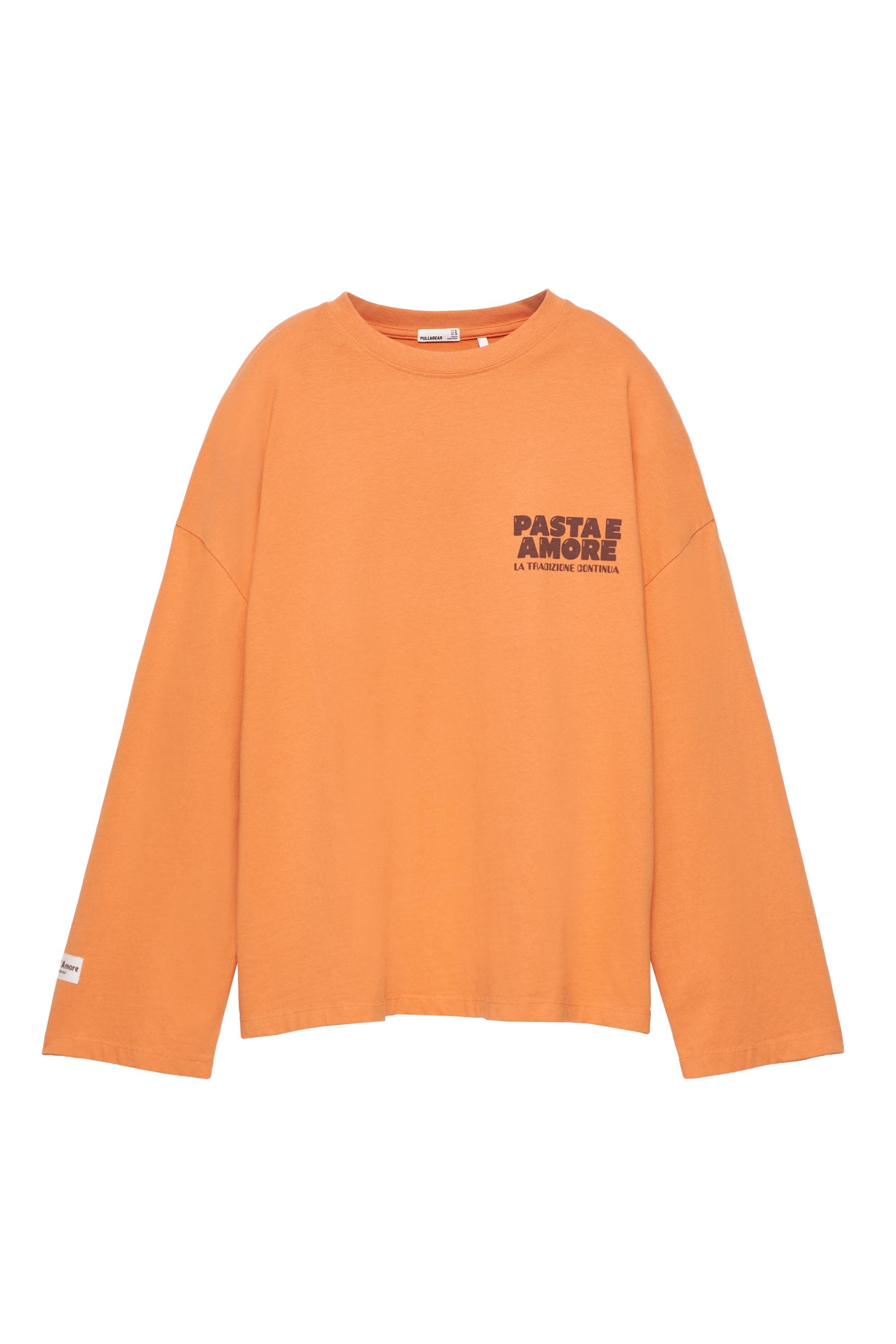 Pull&Bear Grafik baskılı uzun kollu tişört görsel 3