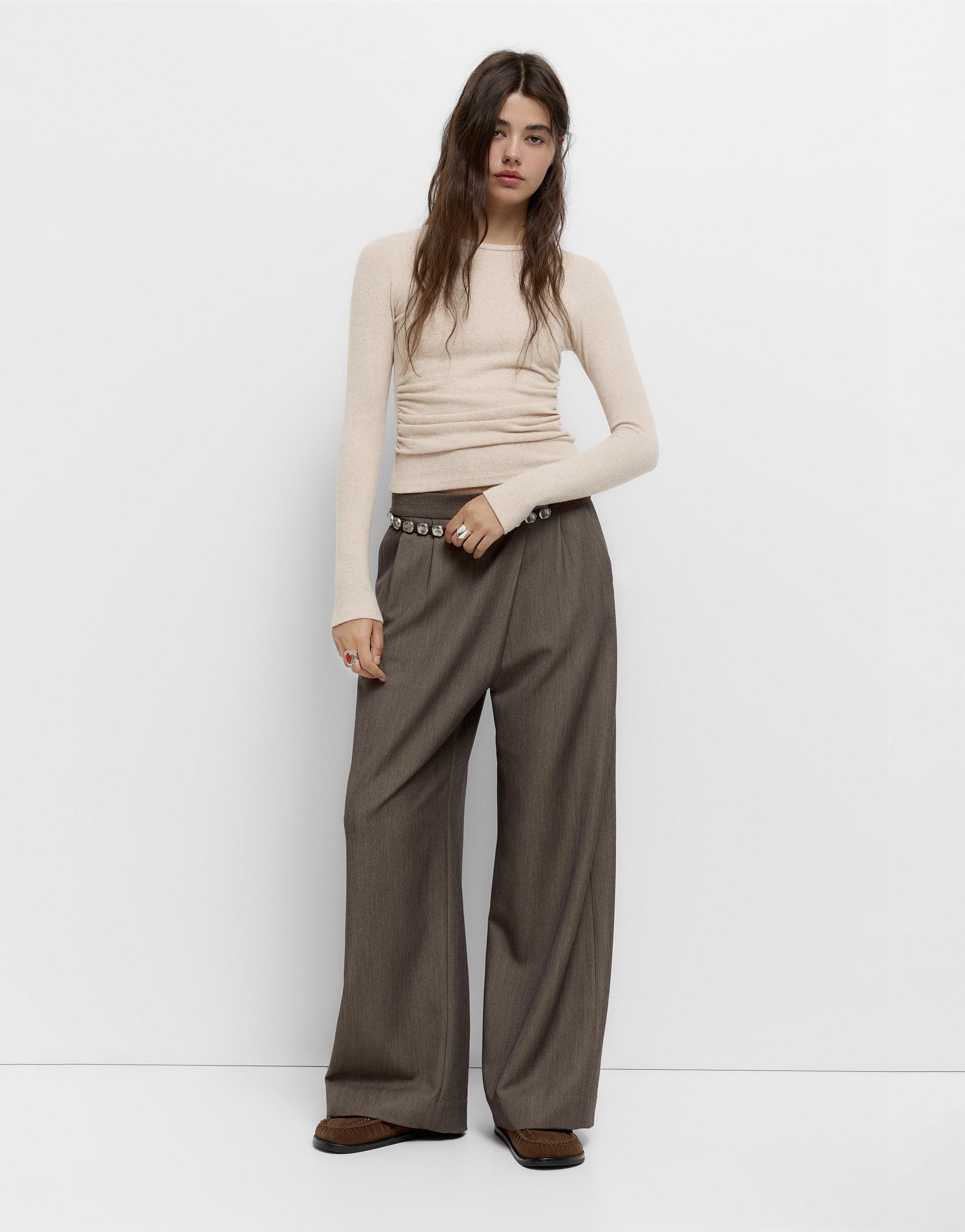 Büzgülü yumuşak dokulu tişört - Görsel 30