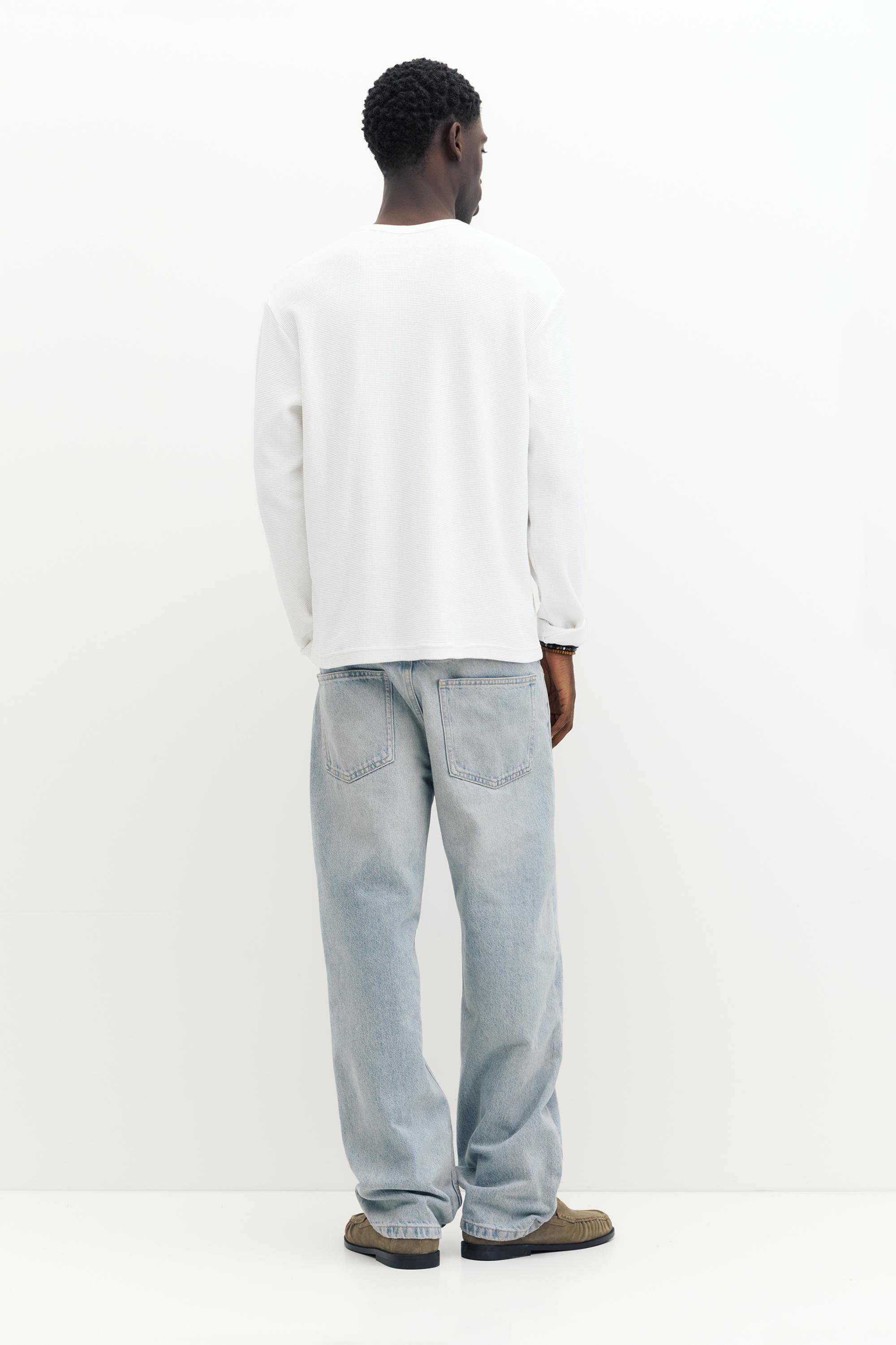 Waffle-knit long sleeve T-shirt — White