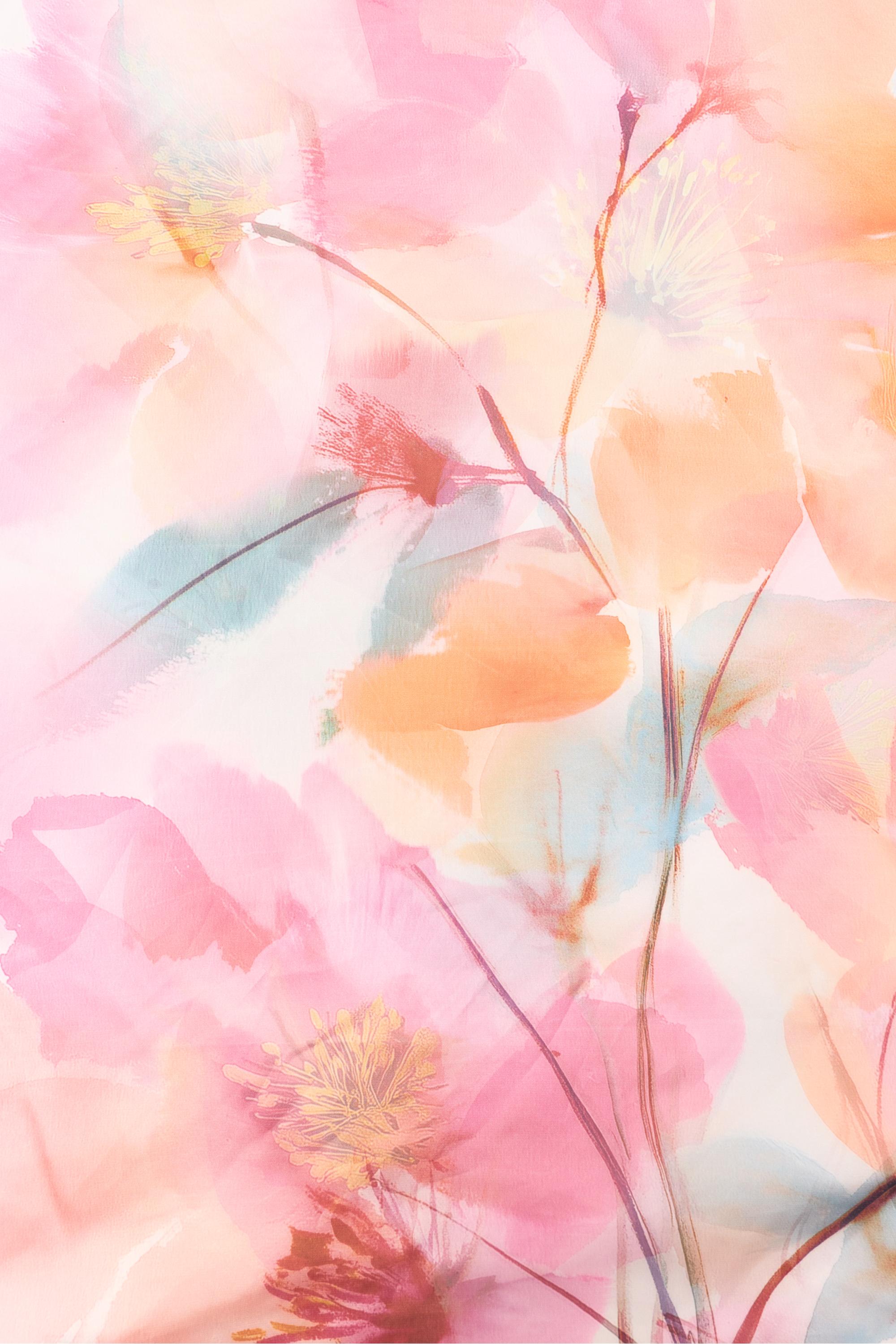 Floral satin scarf — Pink