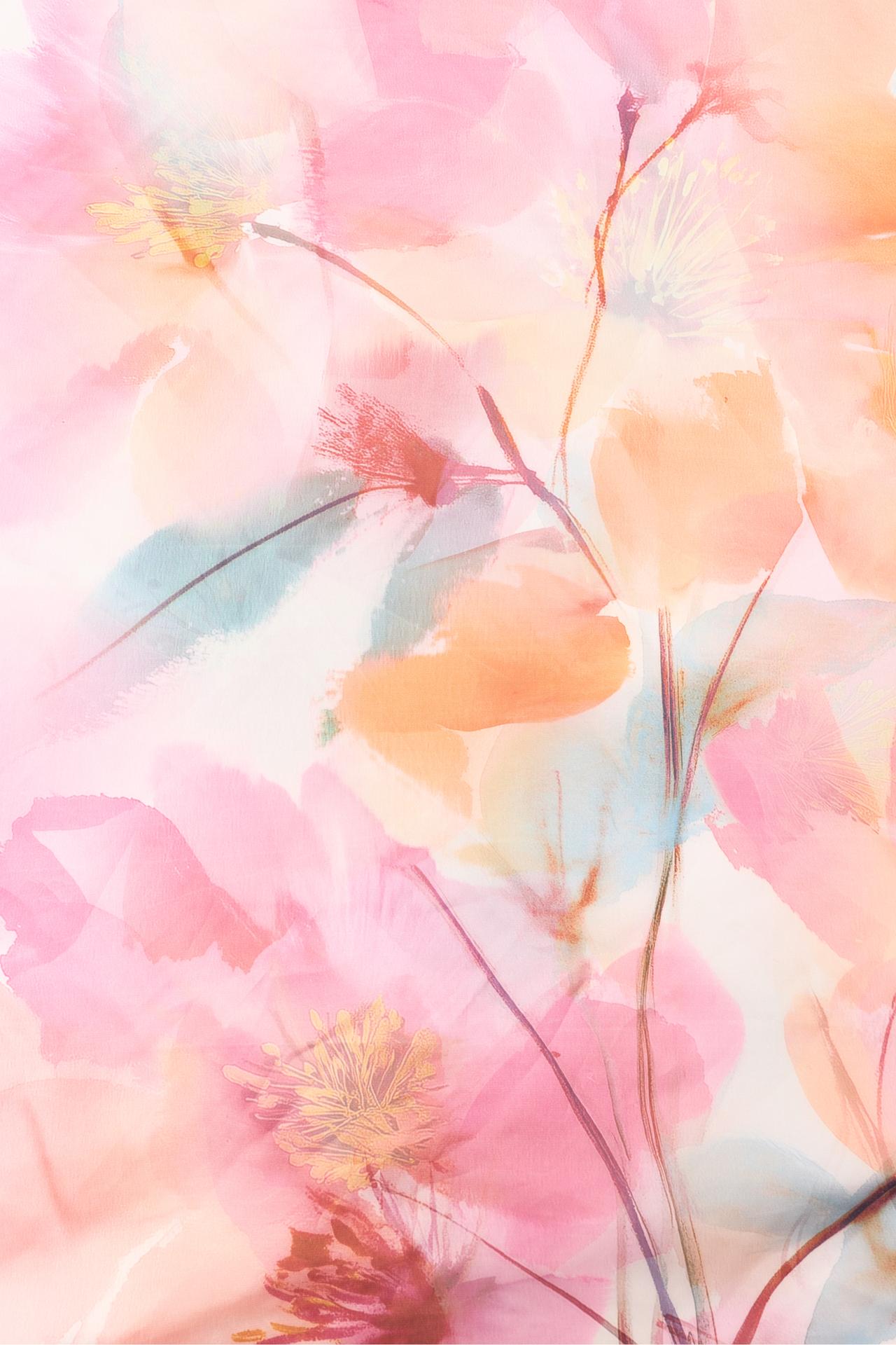 Floral satin scarf — Pink