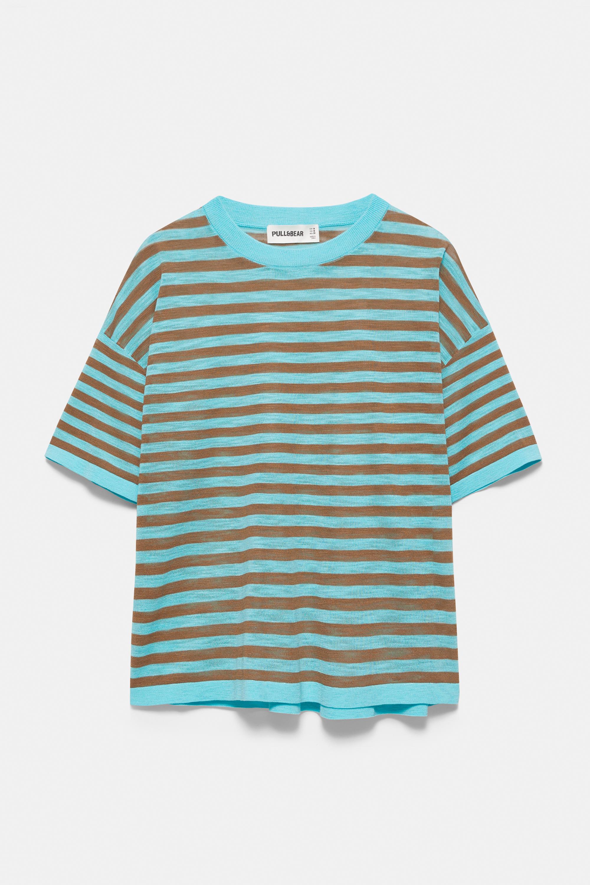 Striped knit T-shirt — Turquoise