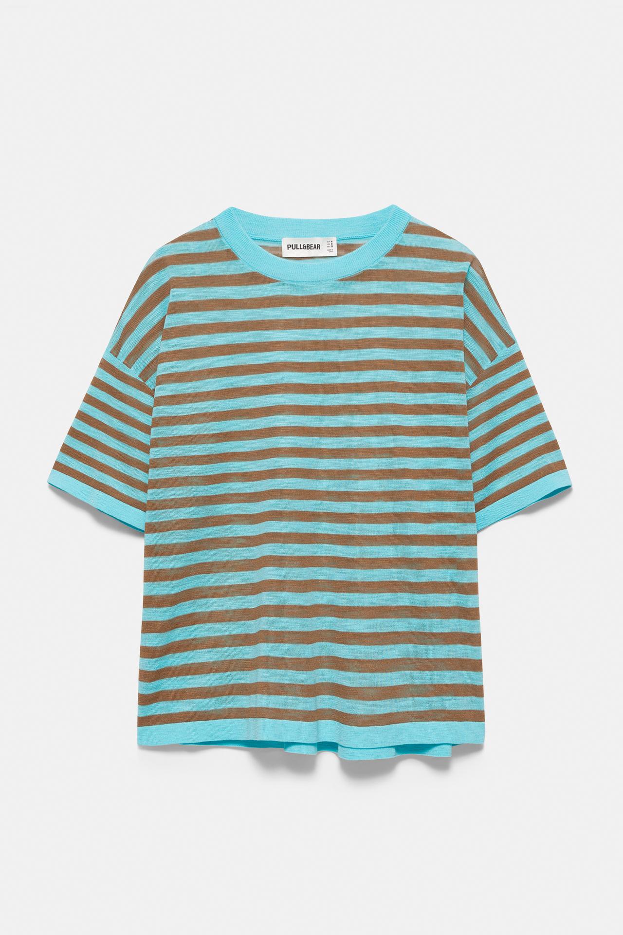 Striped knit T-shirt — Turquoise