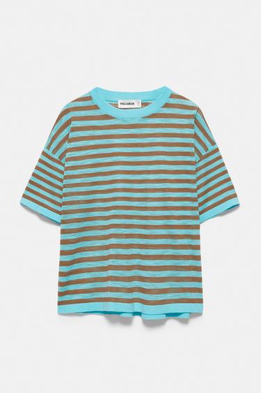 Striped knit T-shirt — Turquoise 5