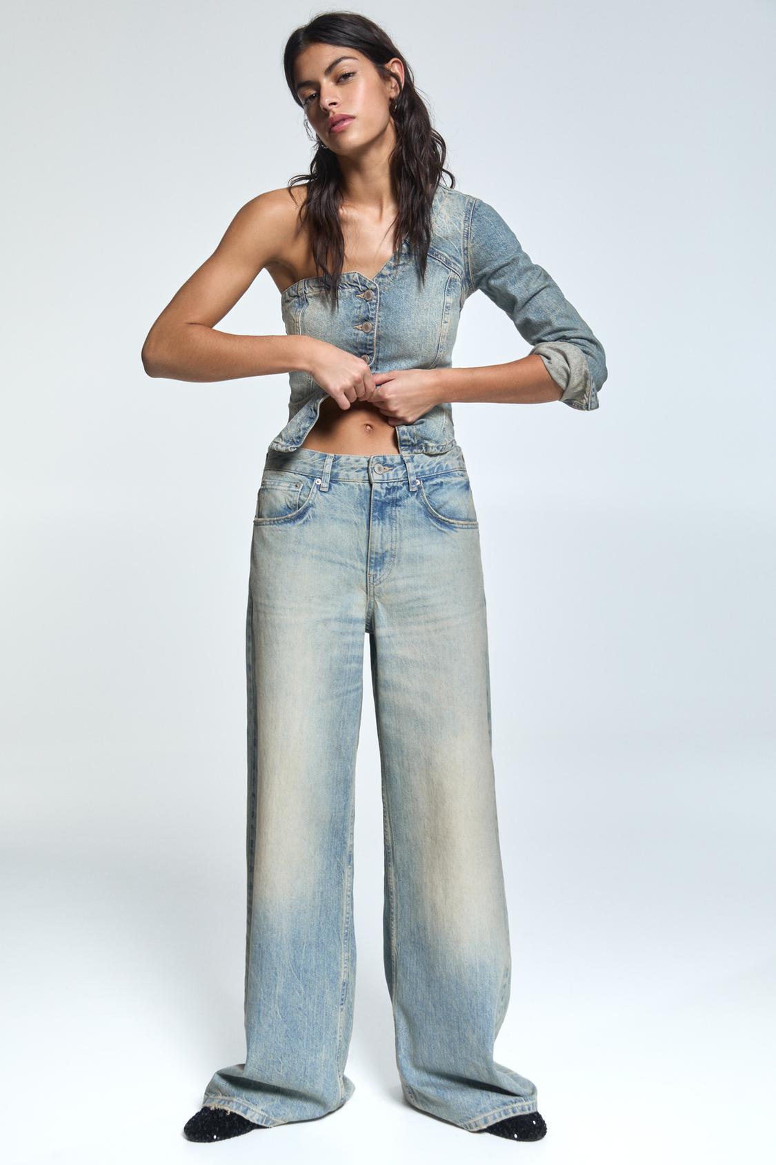 Washed-effect wide-leg baggy jeans - PULL&BEAR