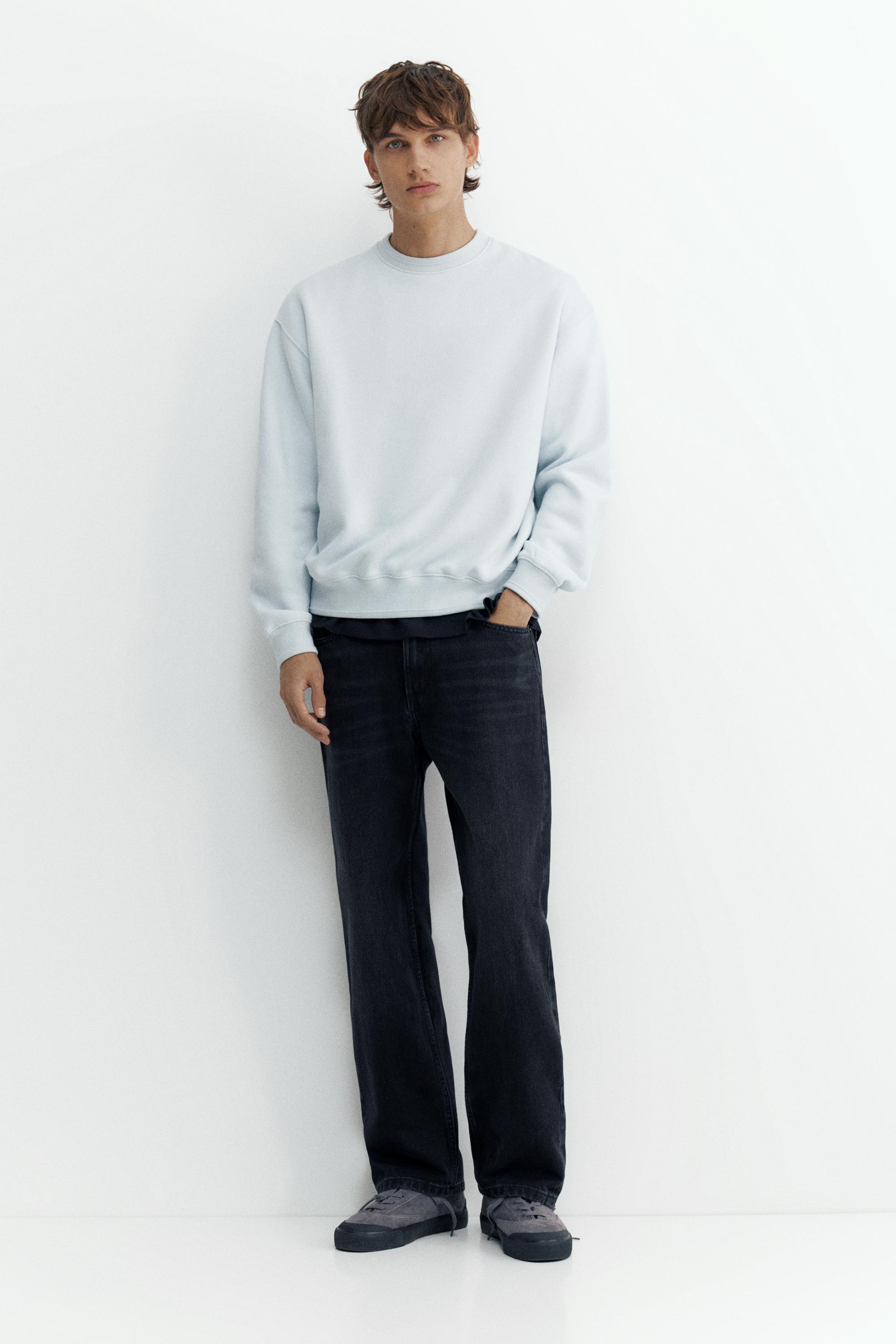 Relaxed fit round neck sweatshirt — Sky blue