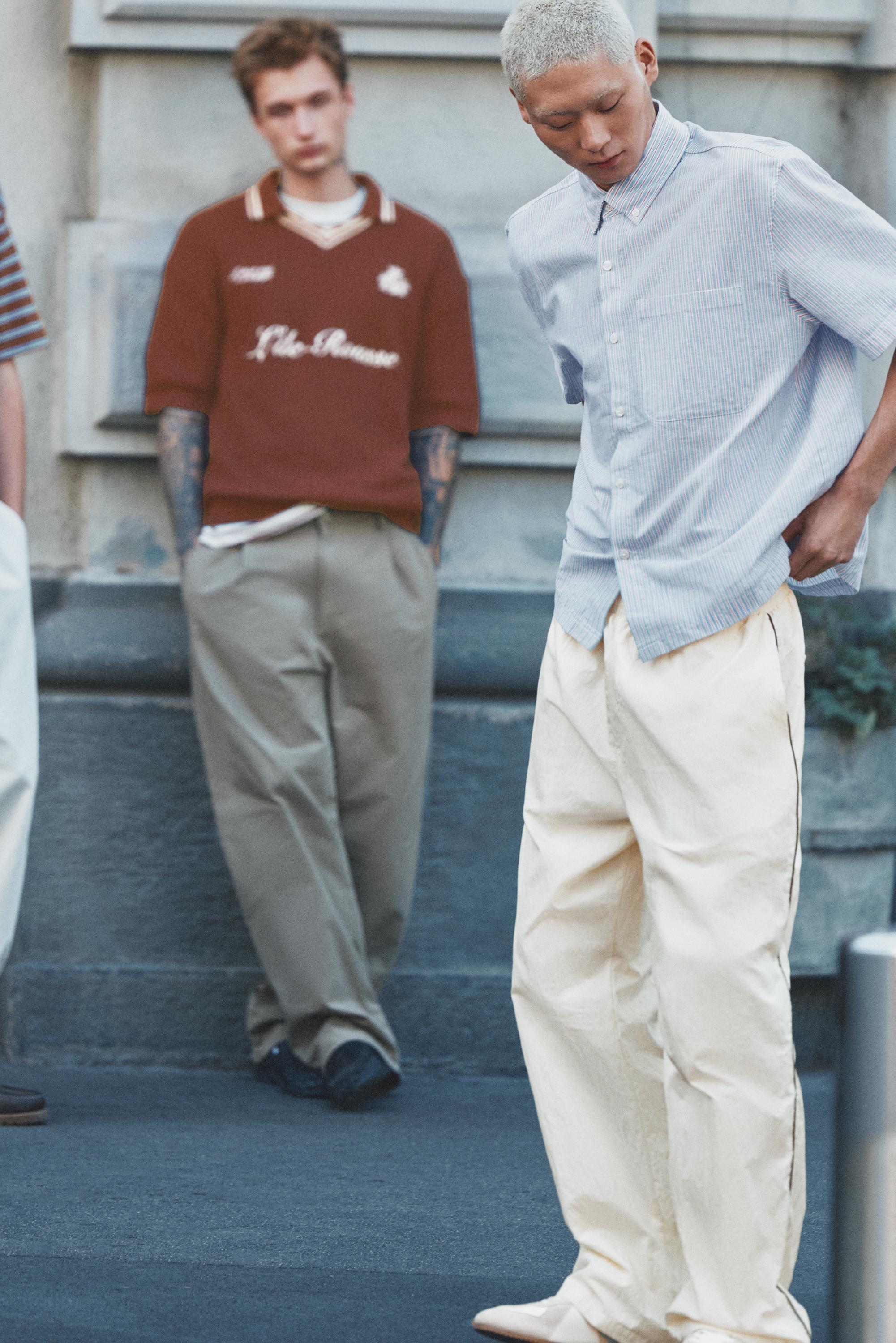 Lightweight contrast stitch joggers — Off white