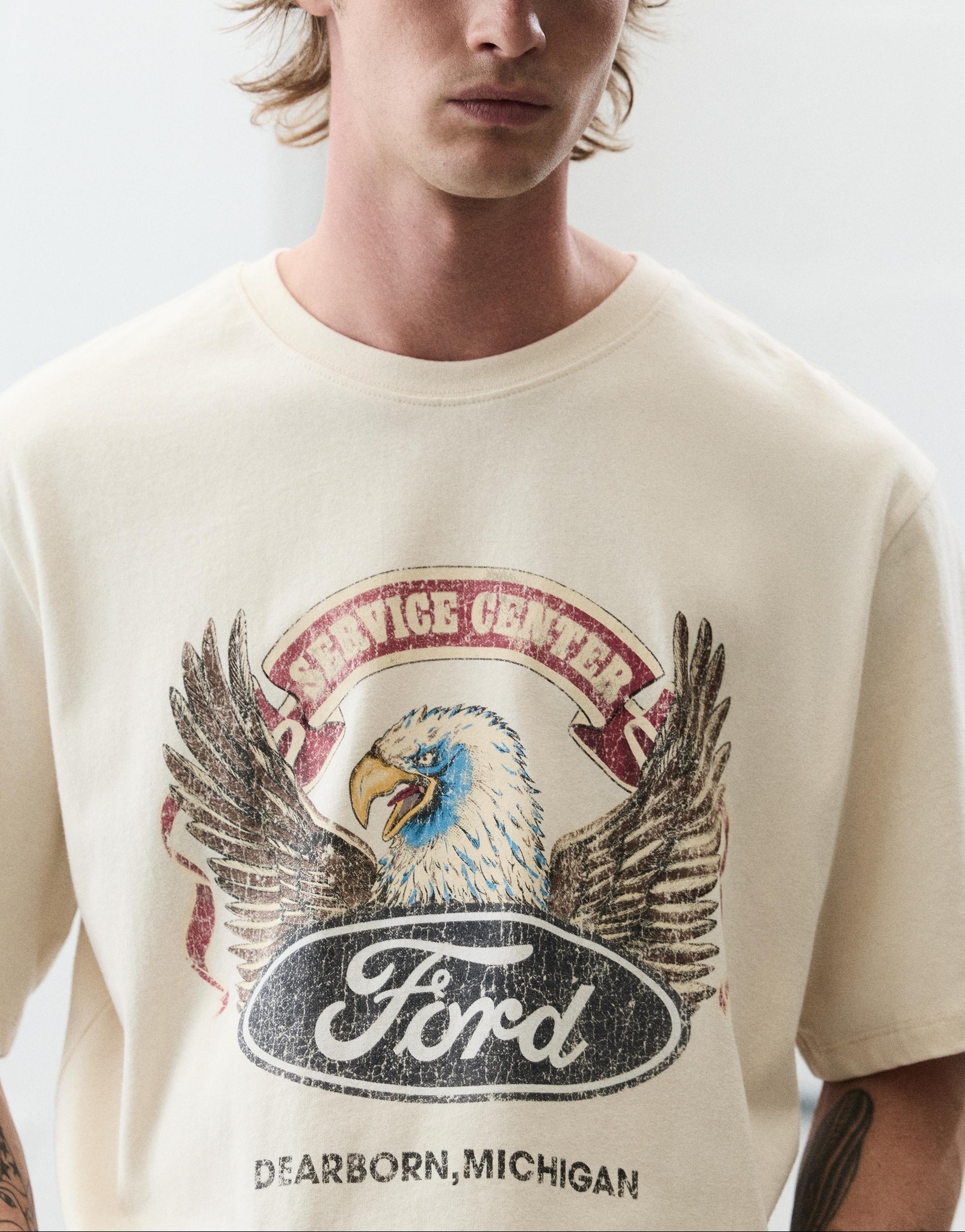 Pull&Bear Ford kısa kollu Tişört görsel 8