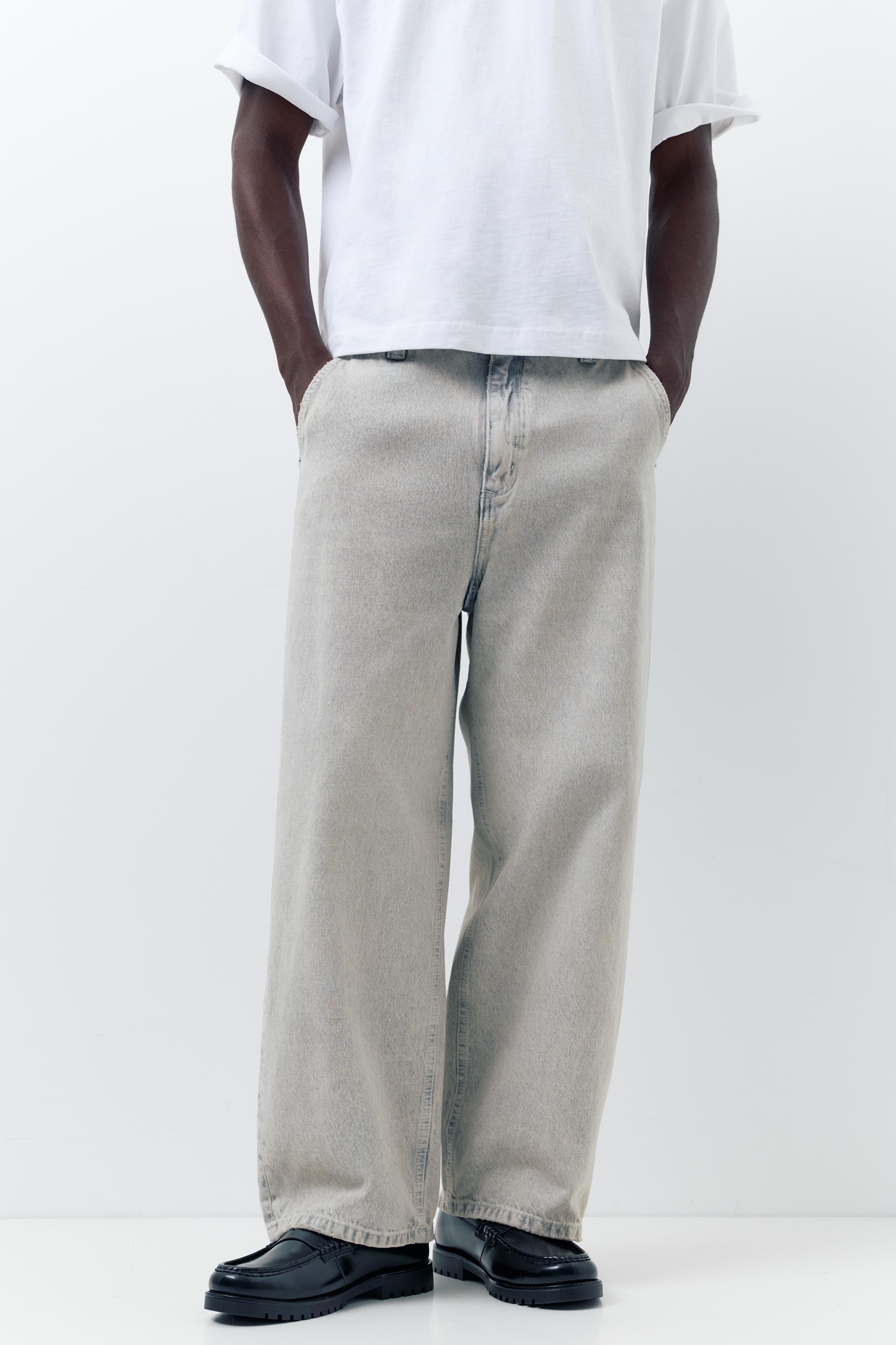 Embroidered skater jeans — Pale grey