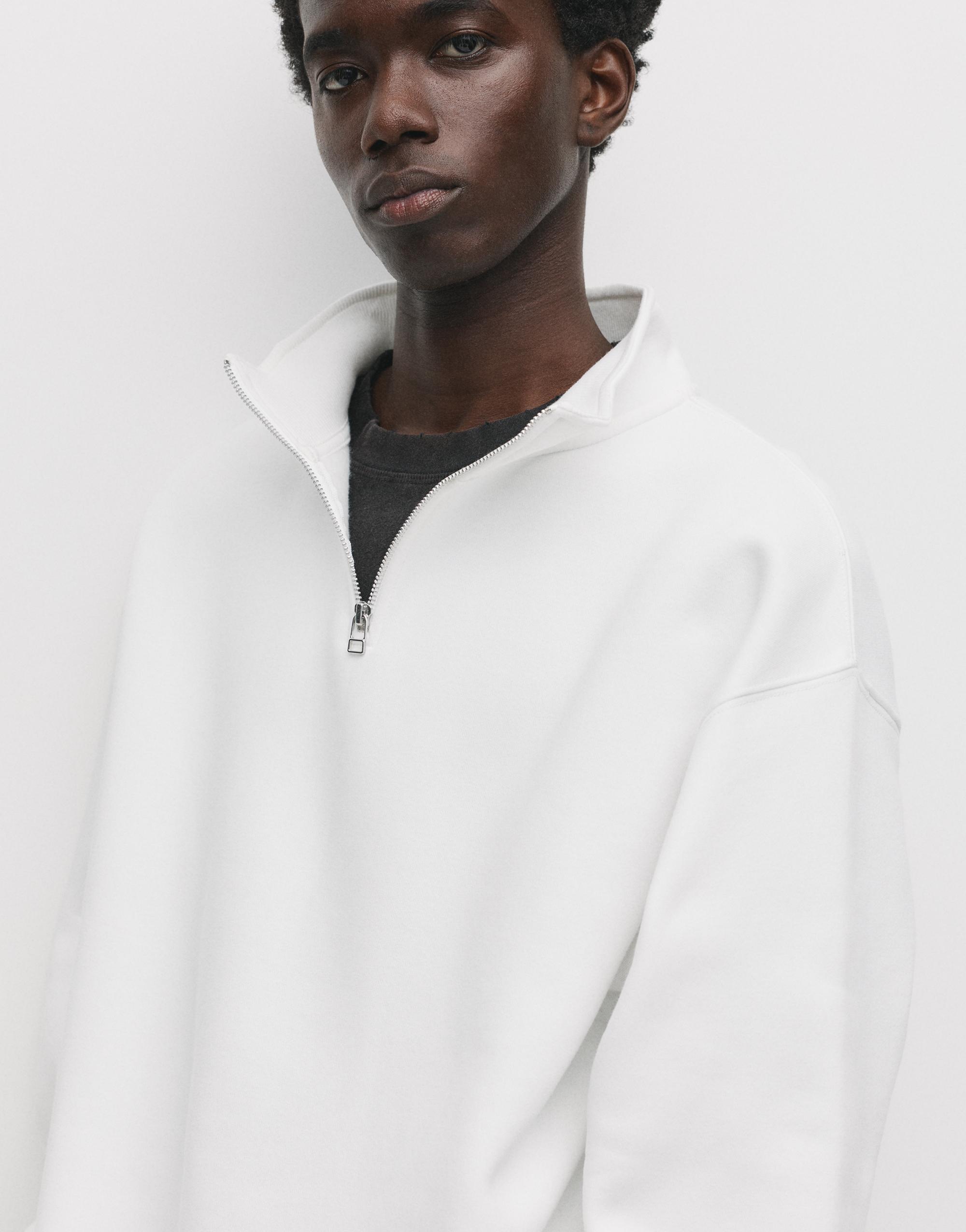 Basic quarter-zip sweatshirt — Off white