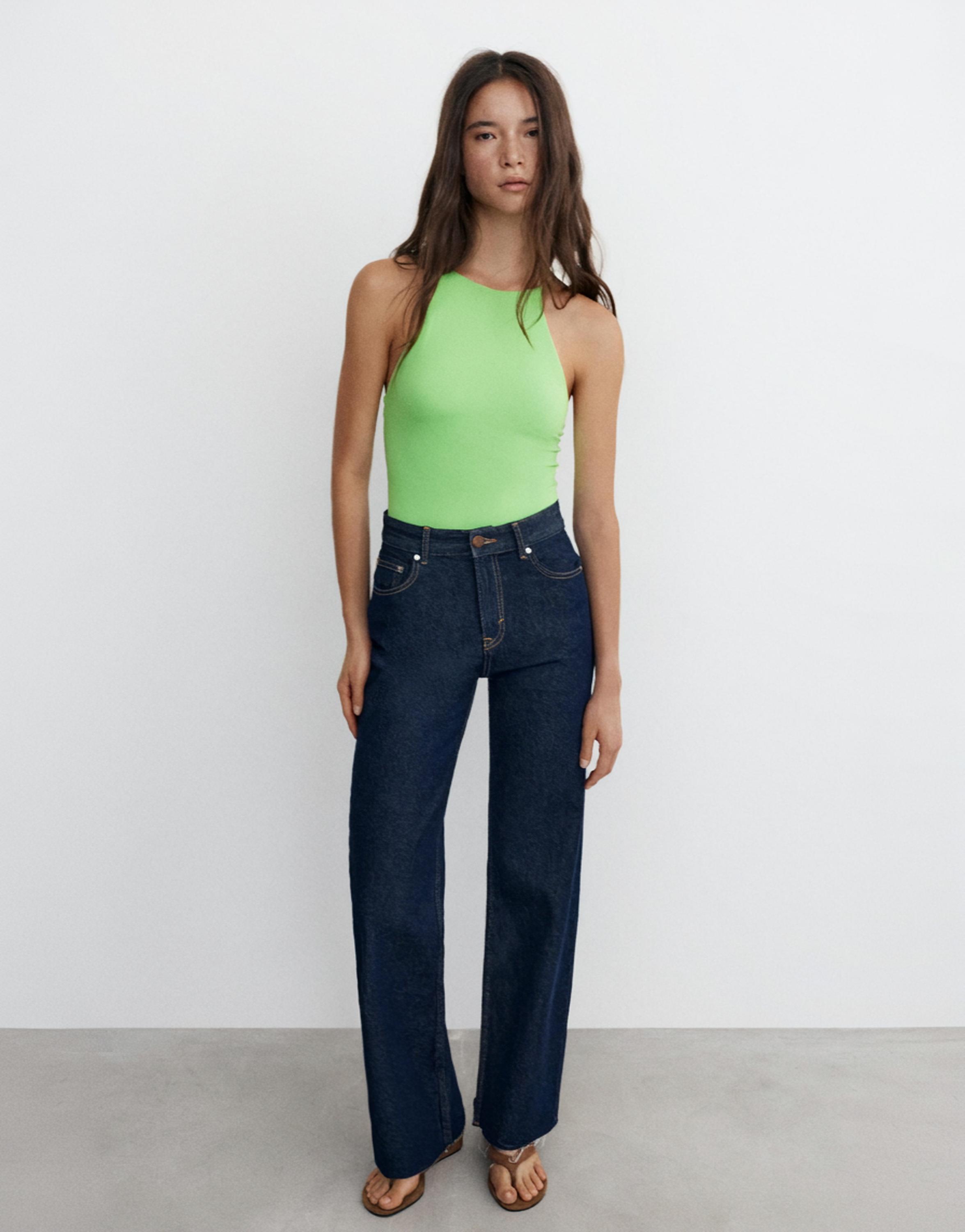 Halter strappy bodysuit — Apple green