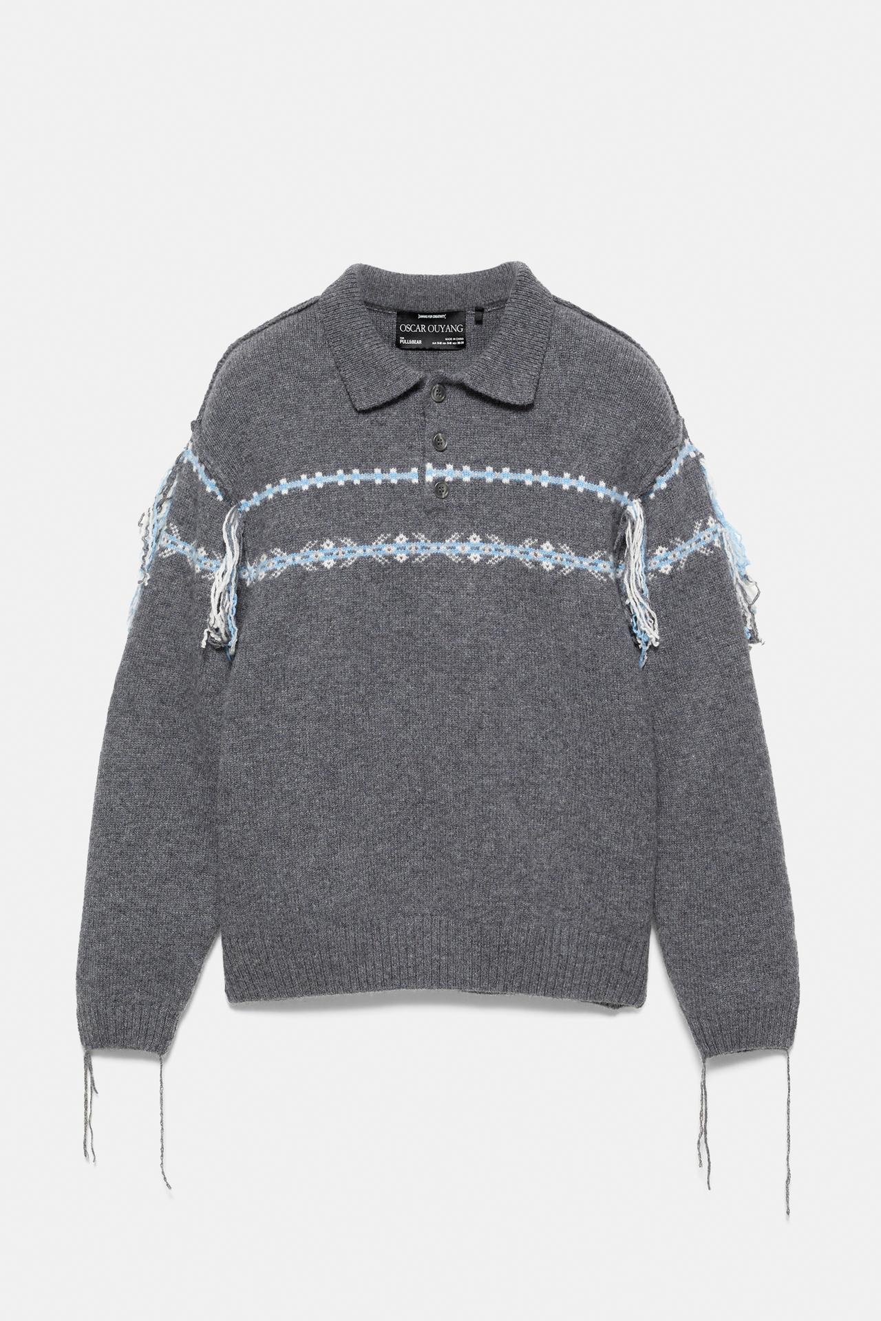 Oscar Ouyang wool polo shirt — Grey