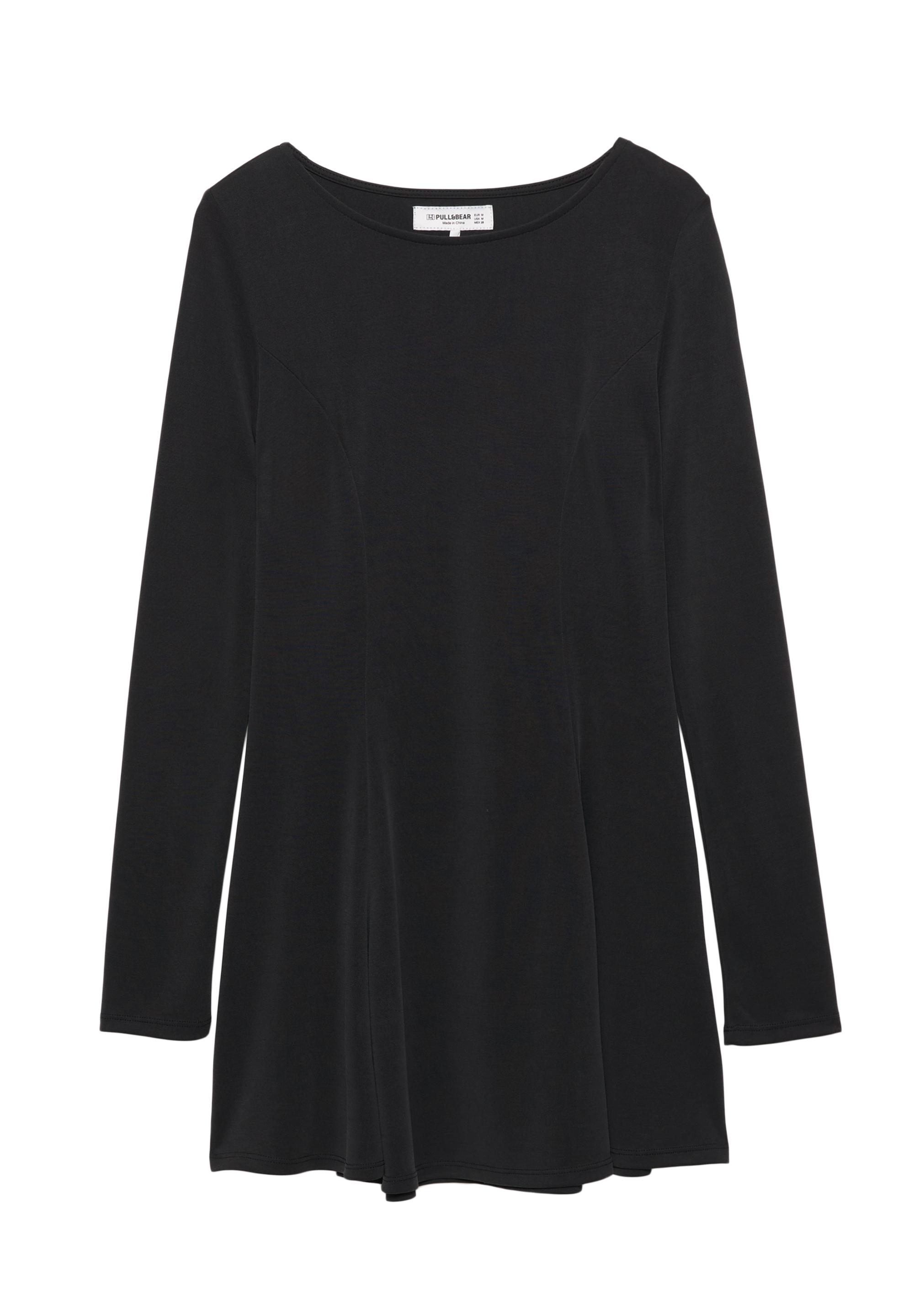 Short cupro dress with a flowing hem — Anthracite grey
