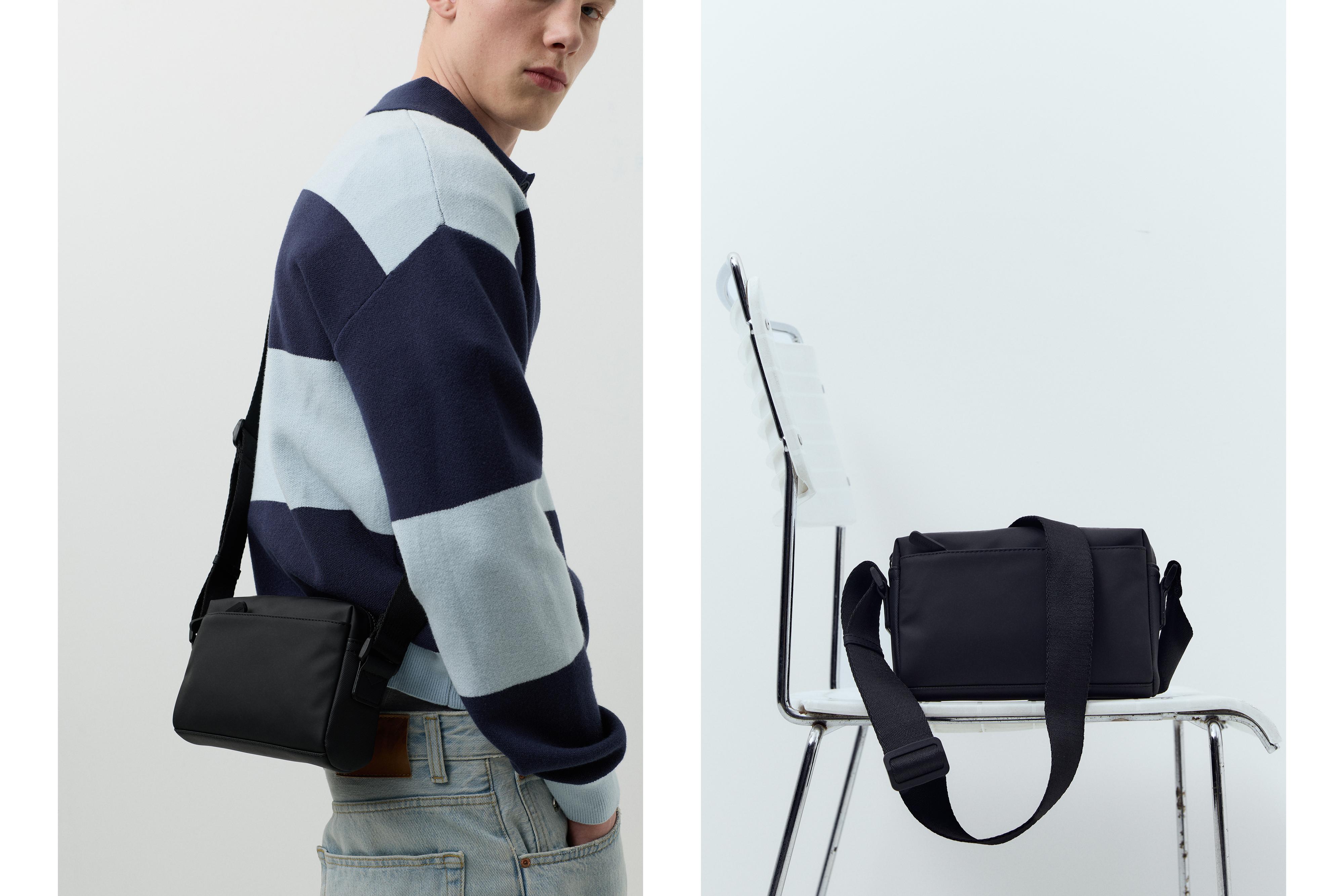 Rubberised crossbody bag — Black