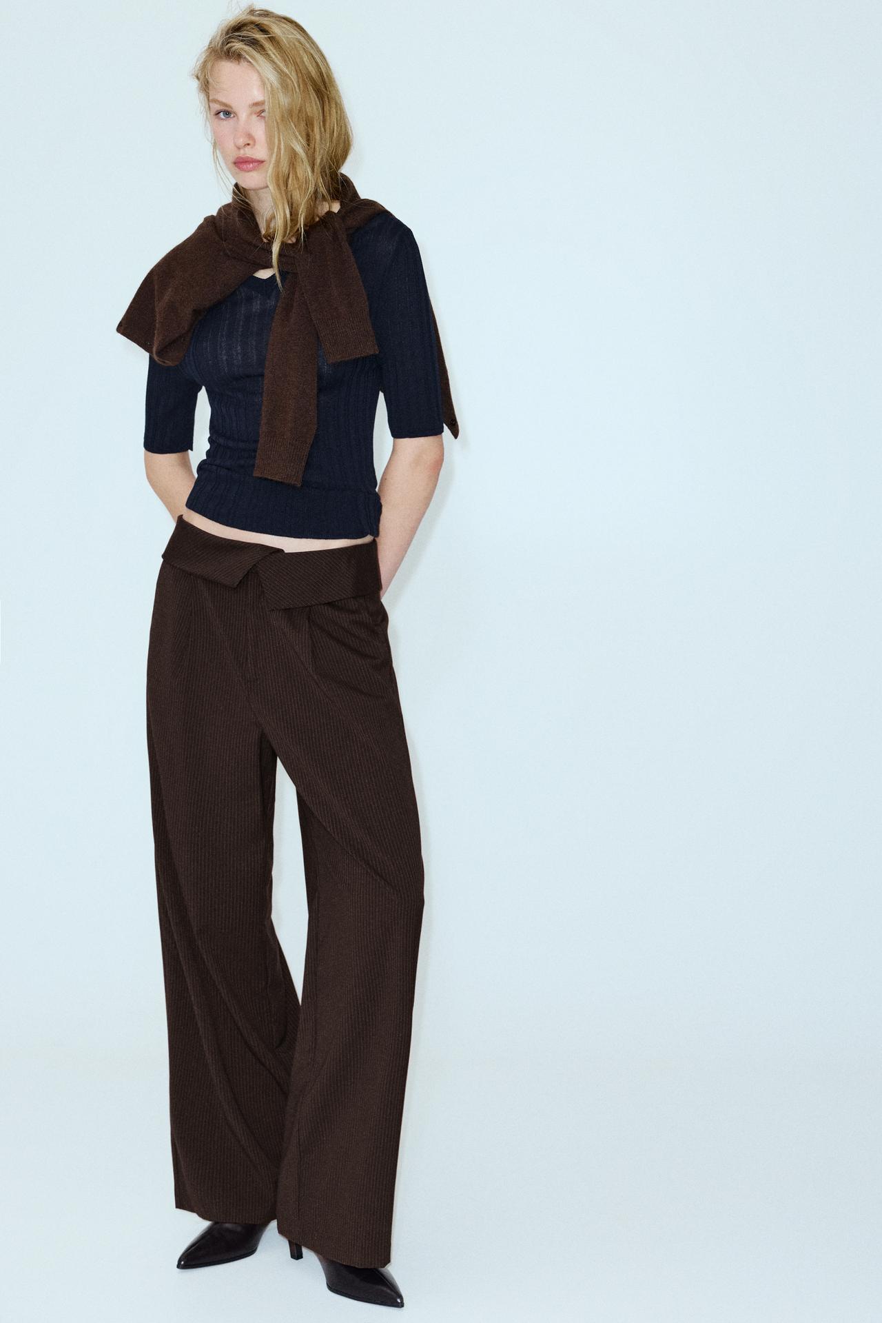 Smart trousers with a rolled waist — Striped