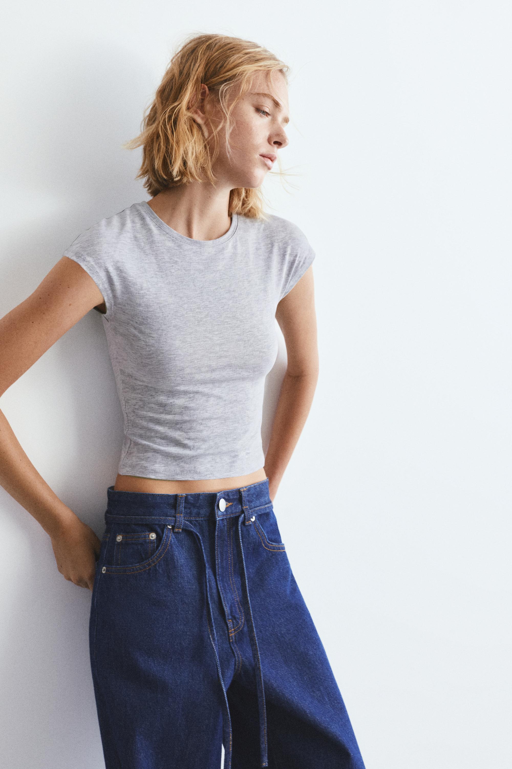 Fitted short sleeve T-shirt — Grey marl