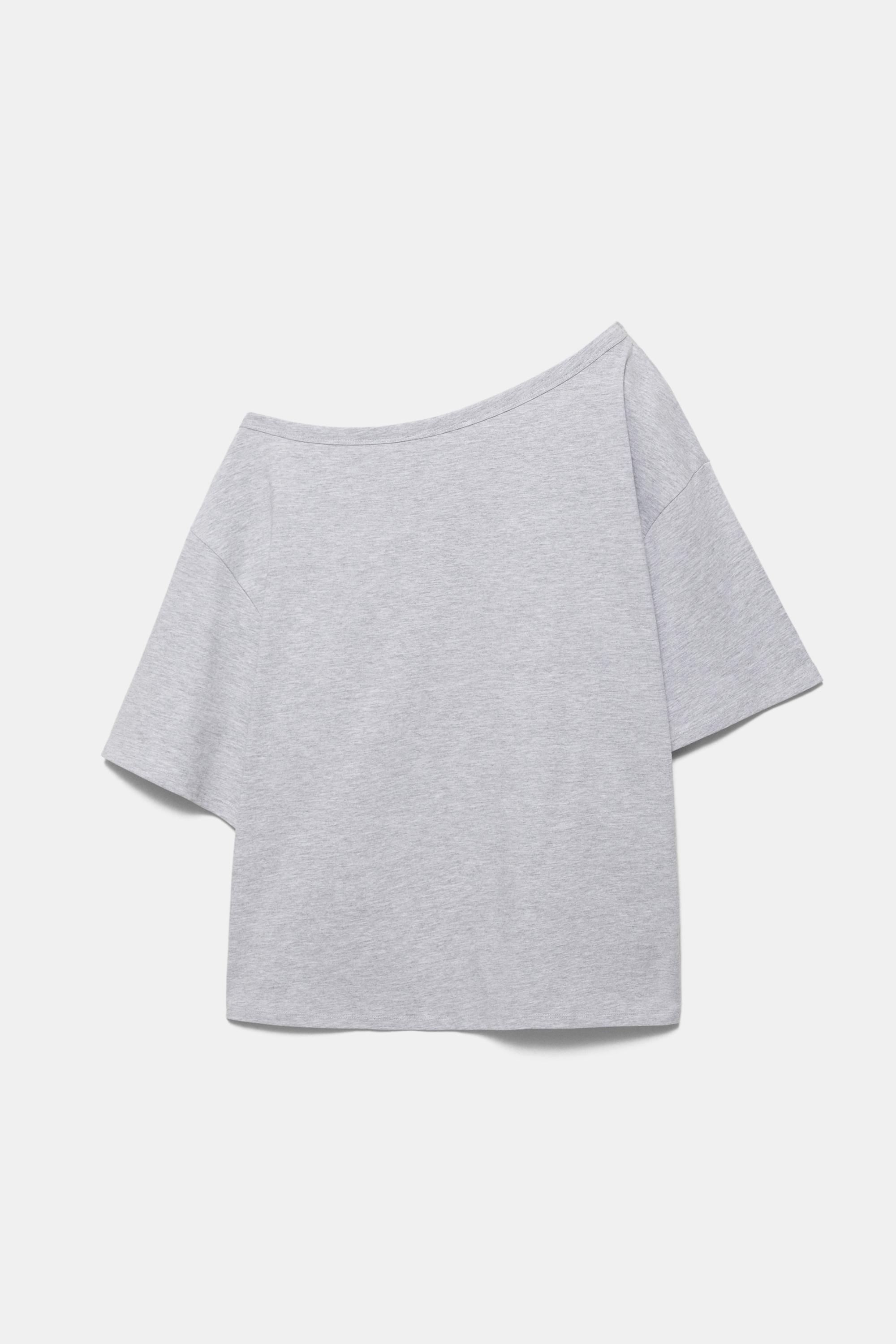 Asimetrik kısa kollu t-shirt