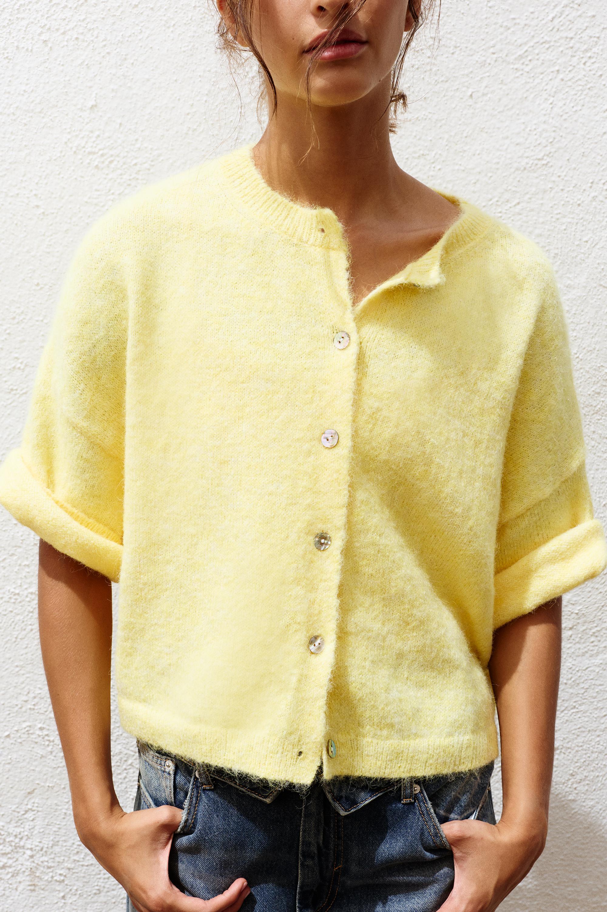 Short sleeve cardigan — Yellow