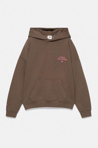 Embroidered hood sweatshirt — Brown 5