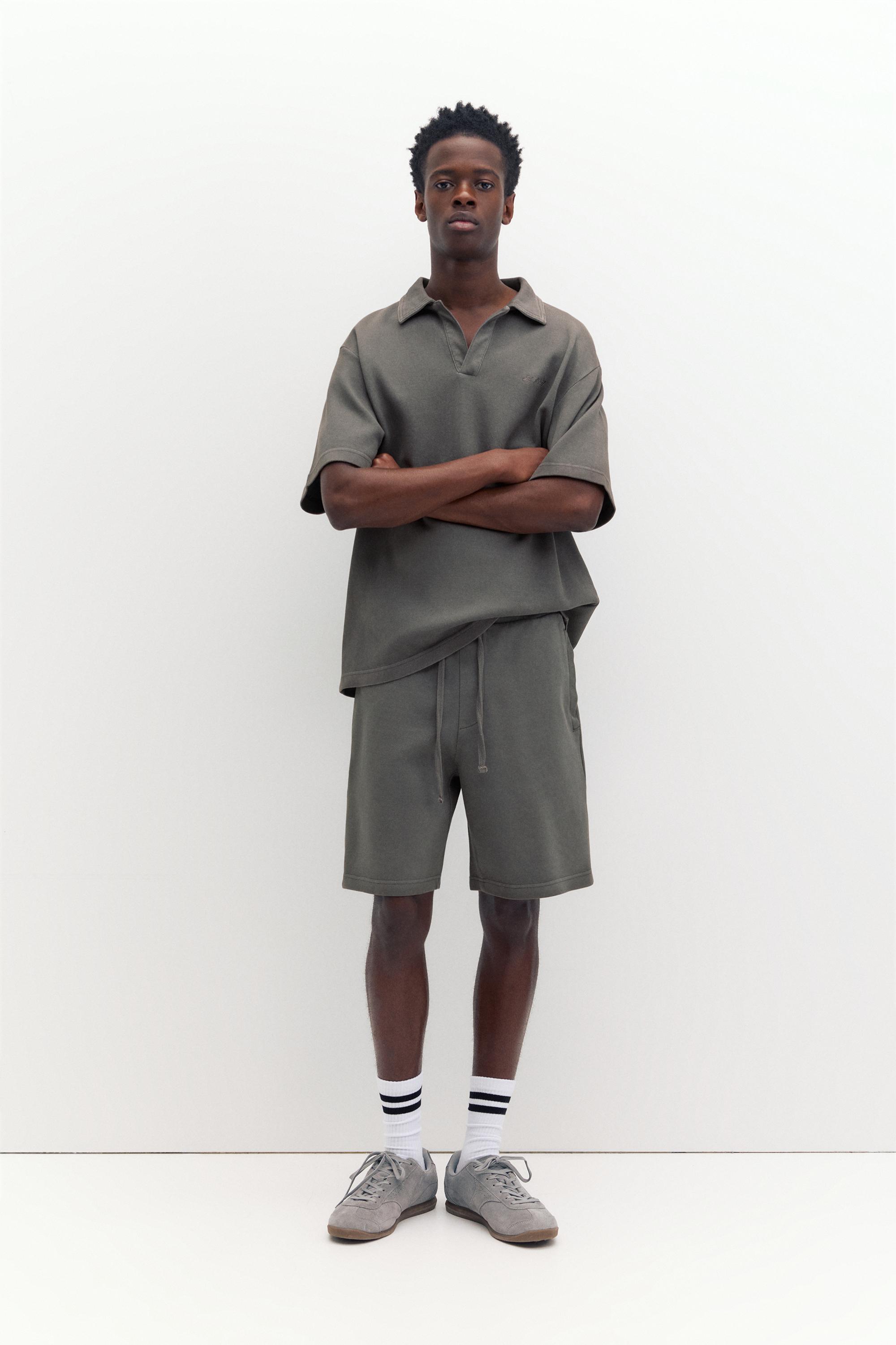 Dokulu jogger bermuda - Görsel 12