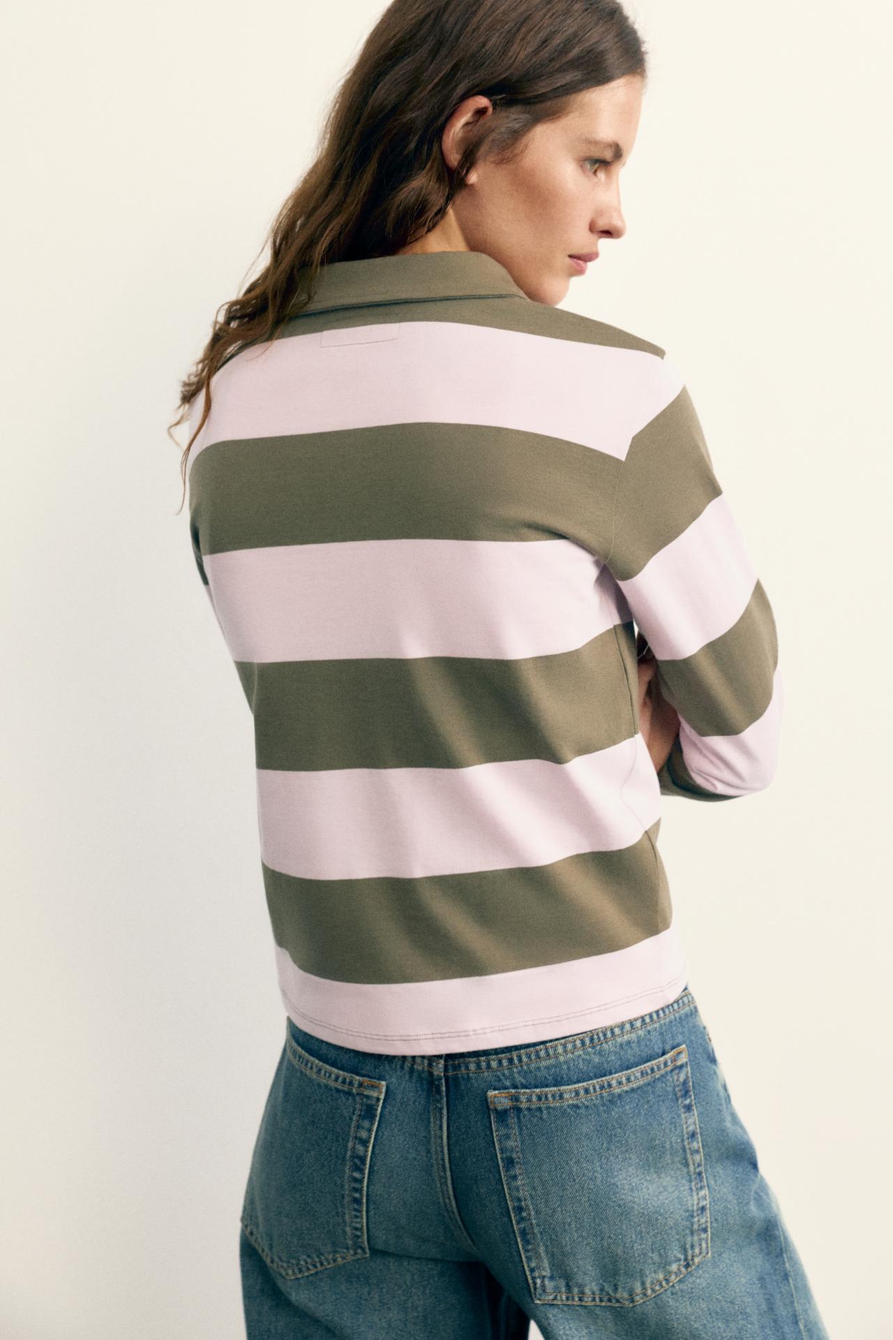 Long sleeve polo shirt — Striped