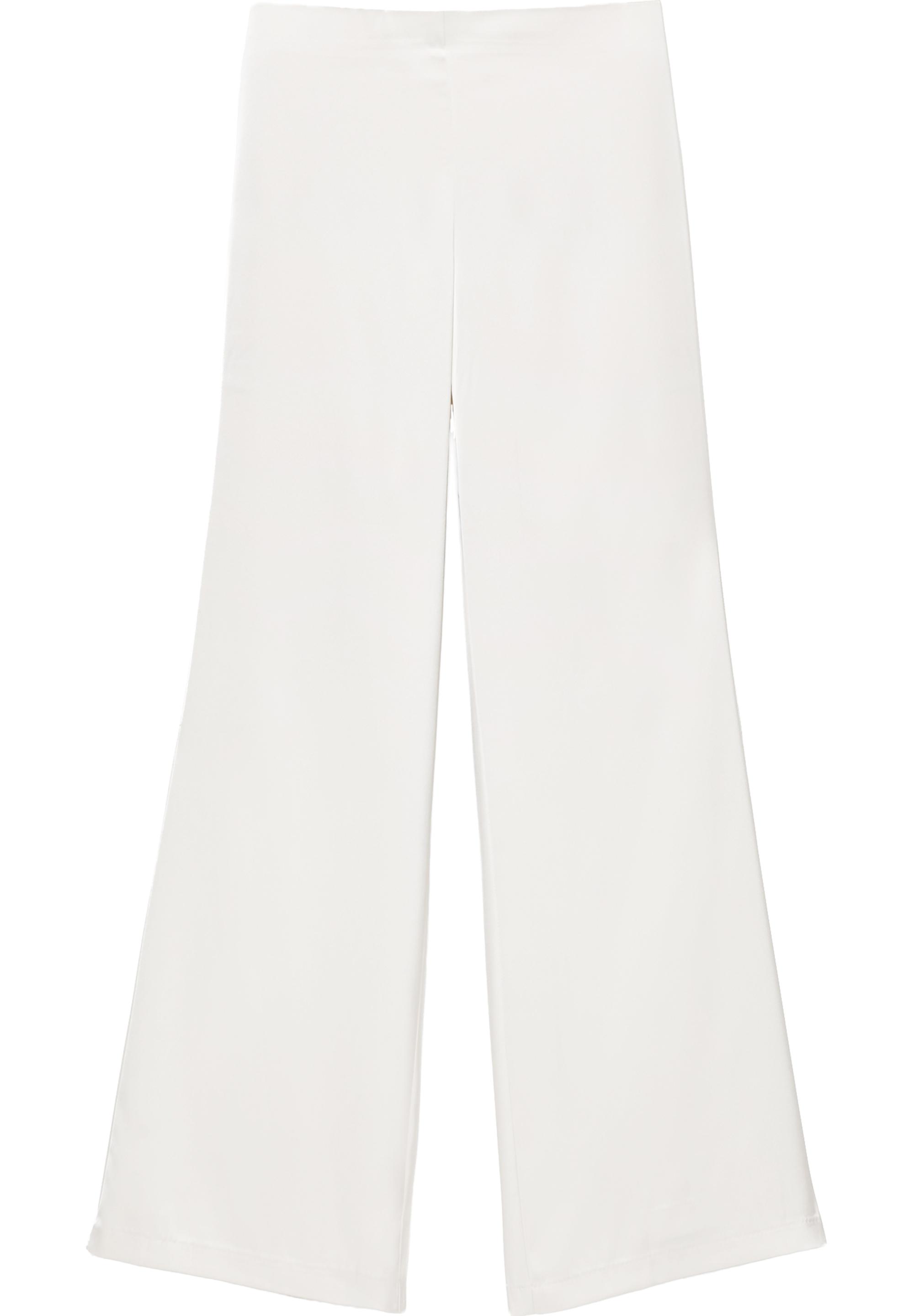 Satin straight-leg trousers — Ecru