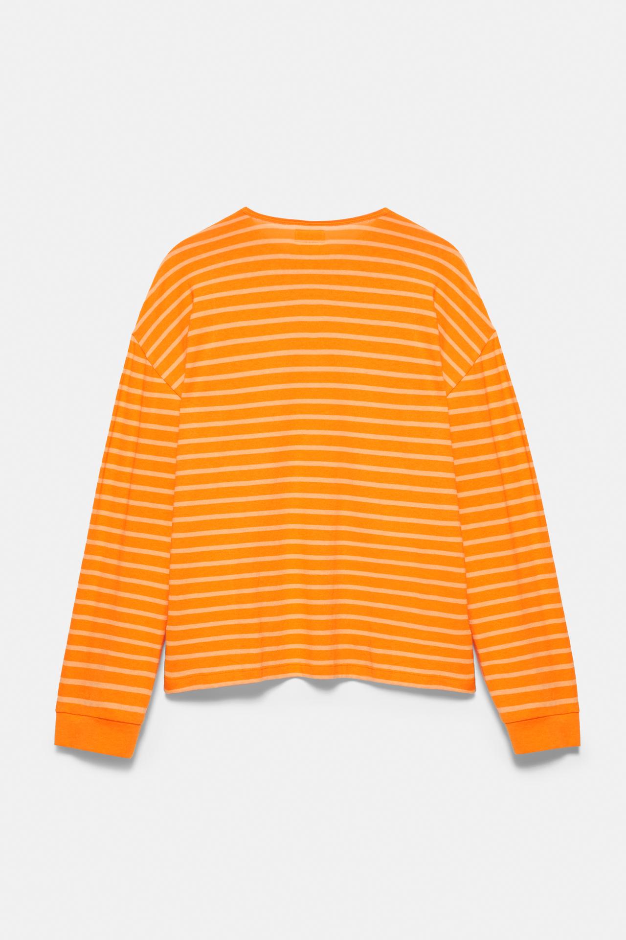 Oversize long sleeve striped T-shirt — Orange