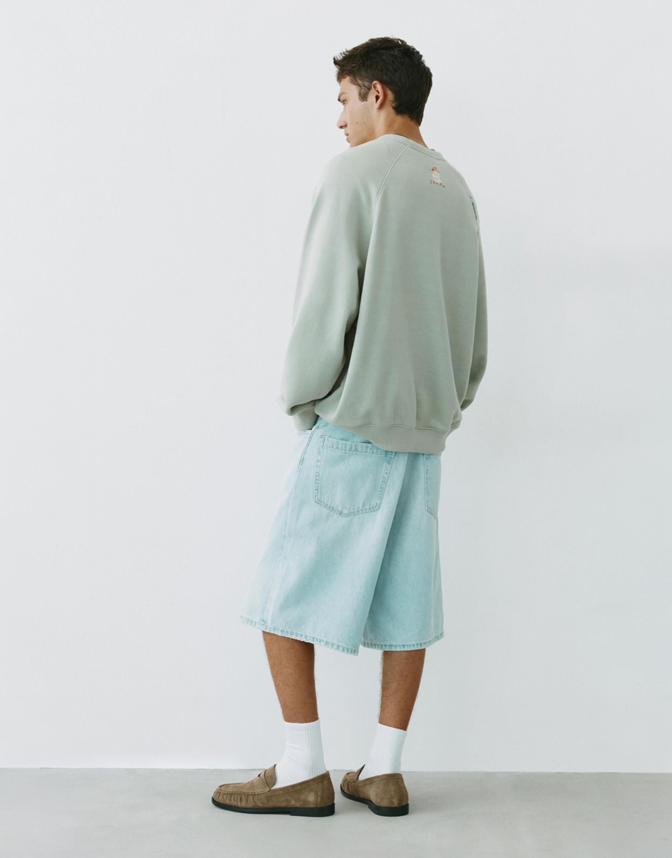 Washed effect raglan sweatshirt — Pale mint green