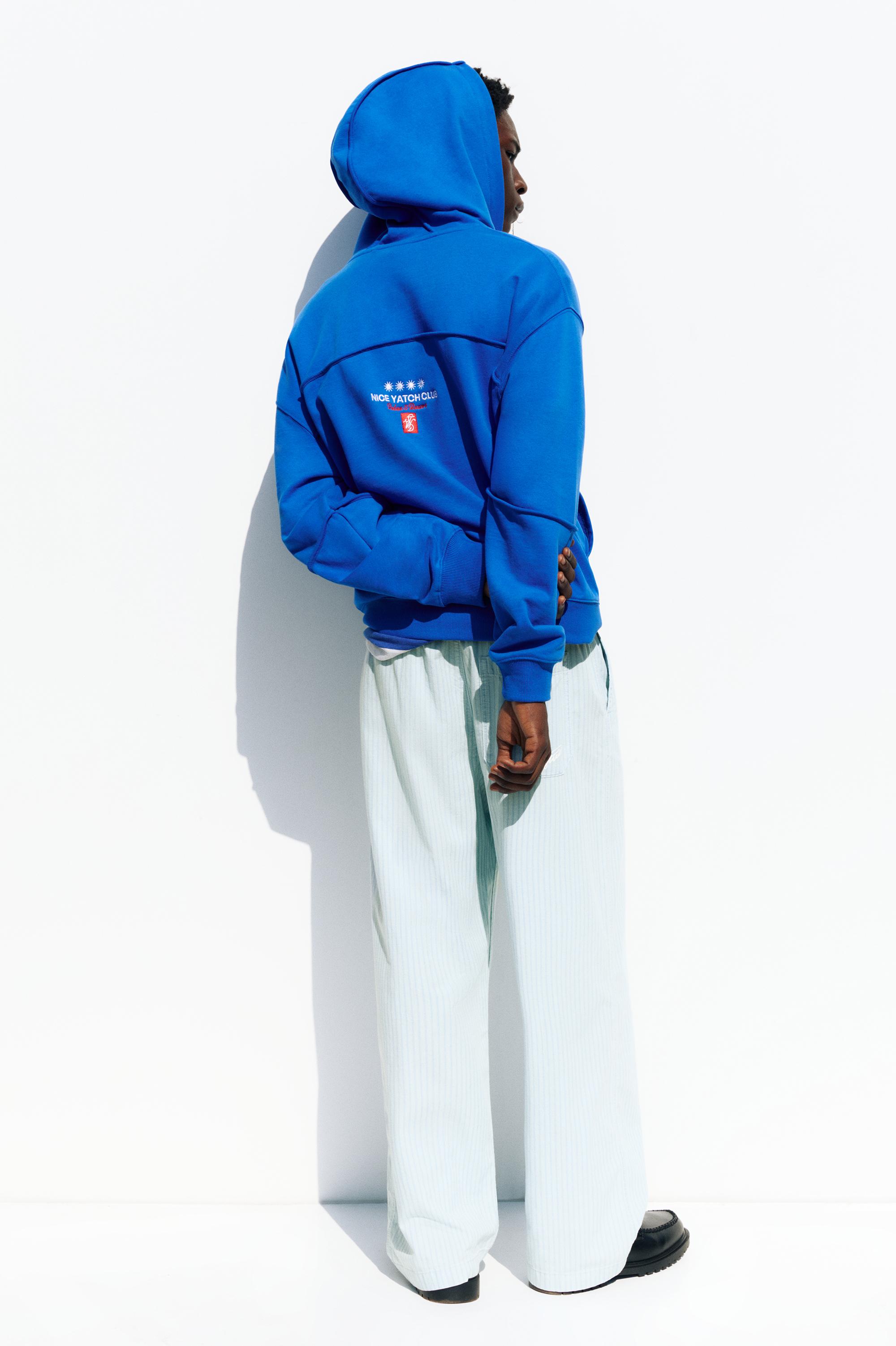 Striped pyjama-style trousers — Pale indigo
