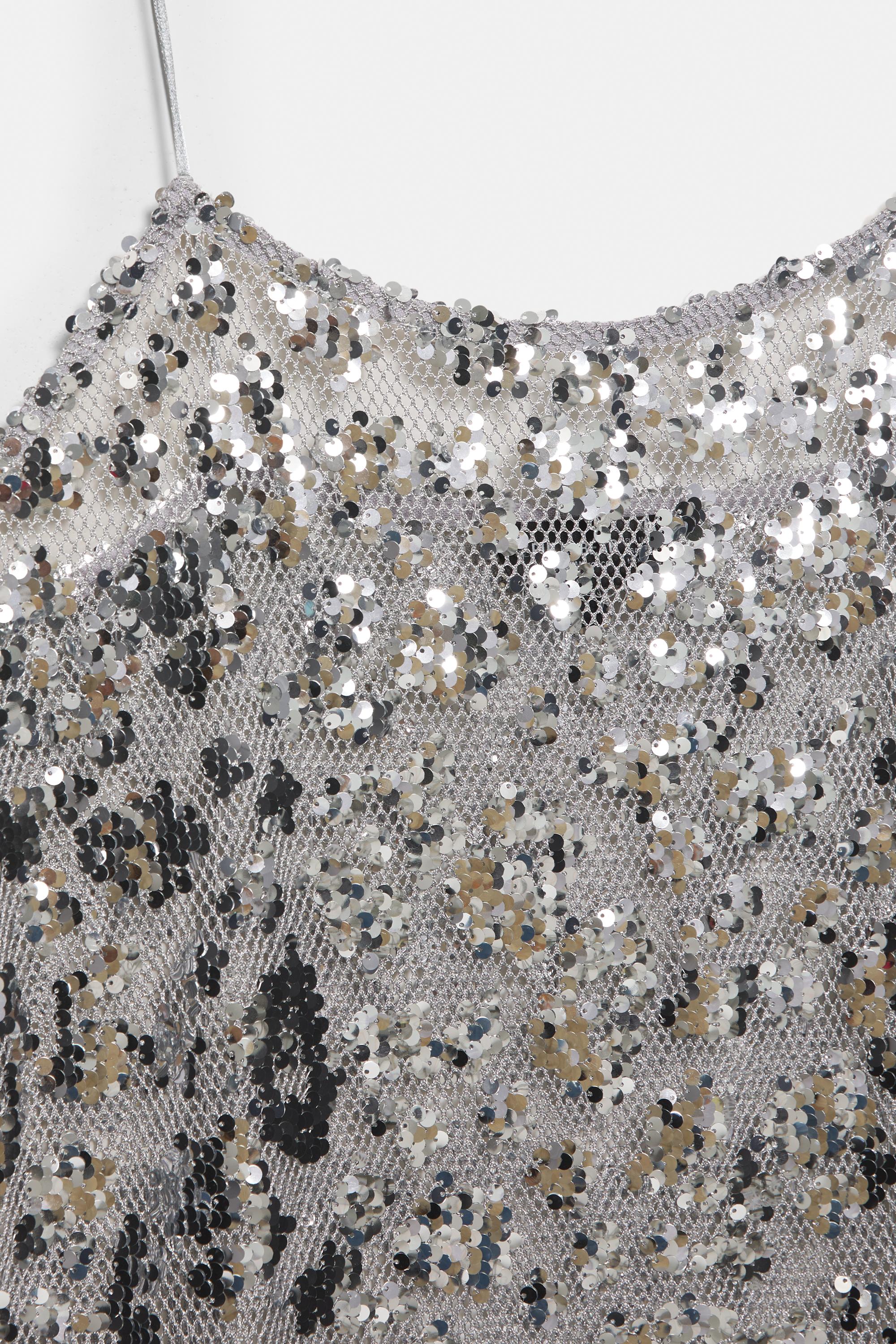 Short sequin strappy dress — Silver