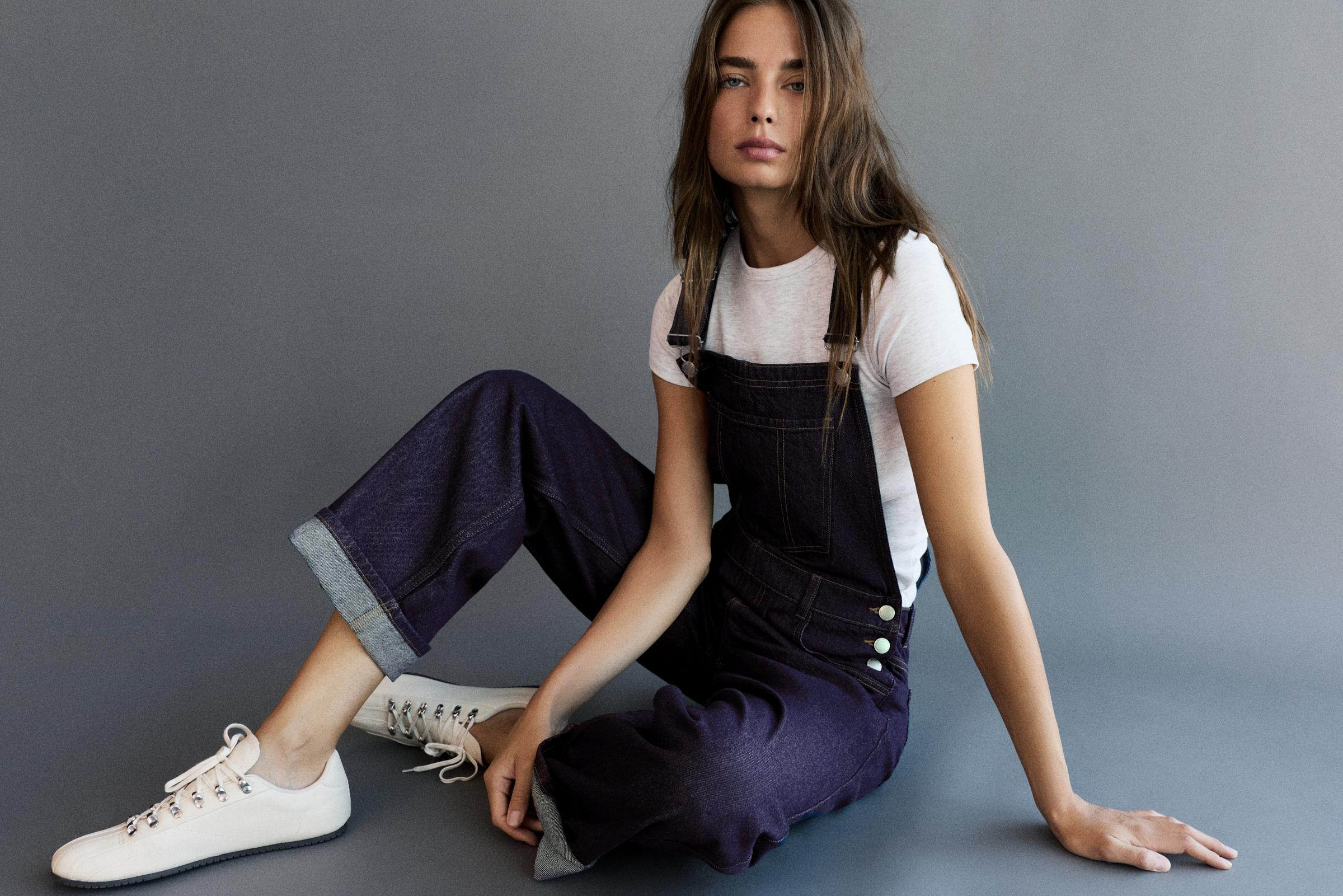 Long denim dungarees — Ink blue