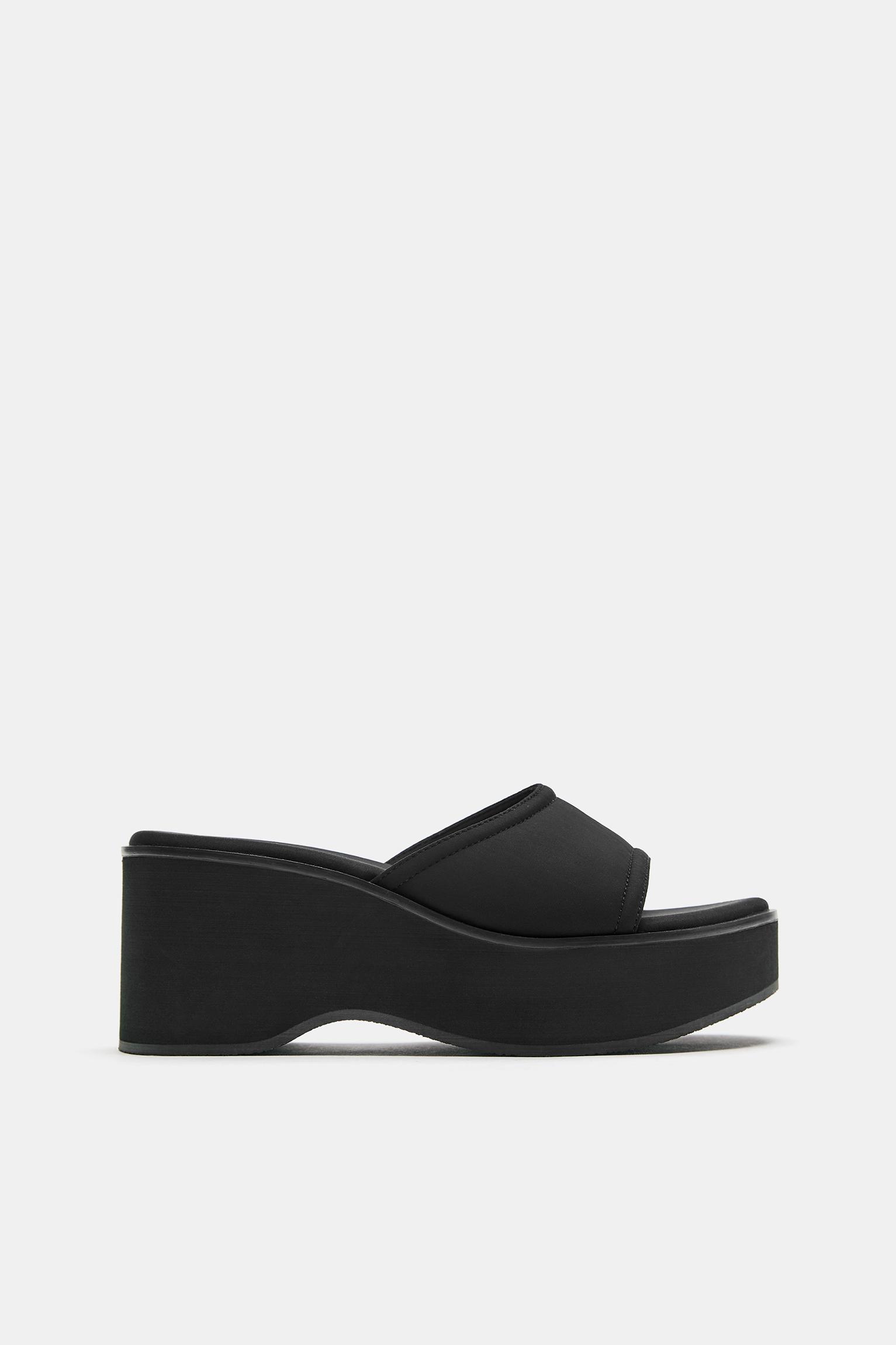 Platform wedge sandals — Black
