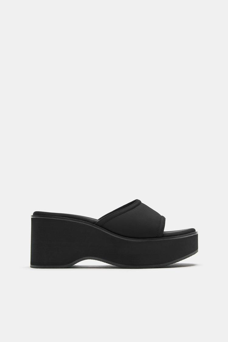 Platform wedge sandals — Black